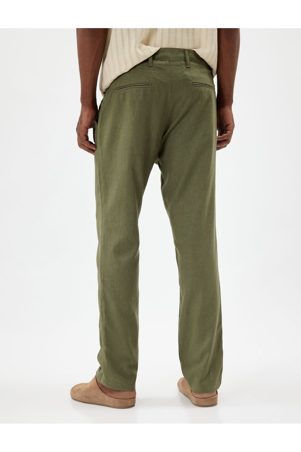 Koton-Kalhoty ze směsi viskózového plátna Chino s detailním knoflíkem v kapsě 4