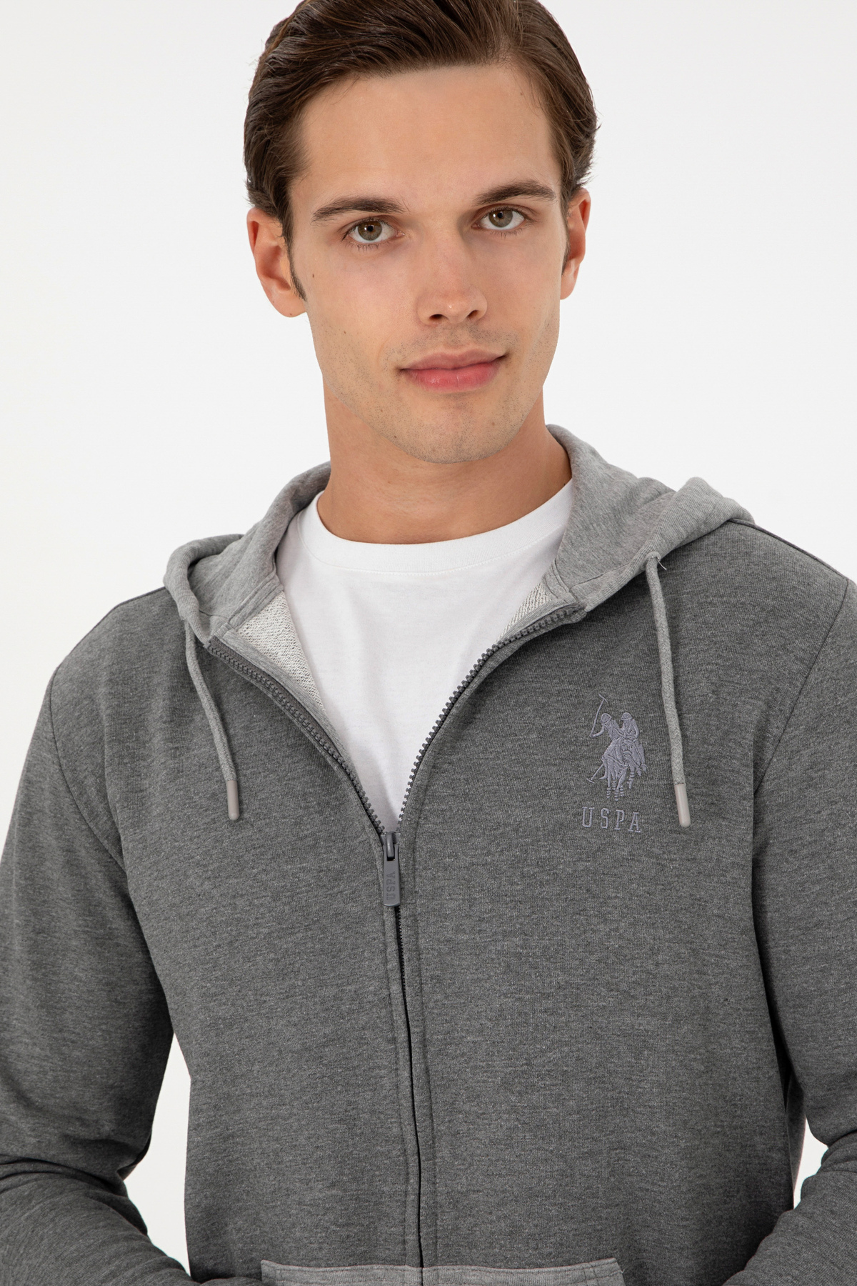 U.S. Polo Assn.  Erkek Antrasit Melanj Örme Hırka 50290255-VR081 - Görsel 2