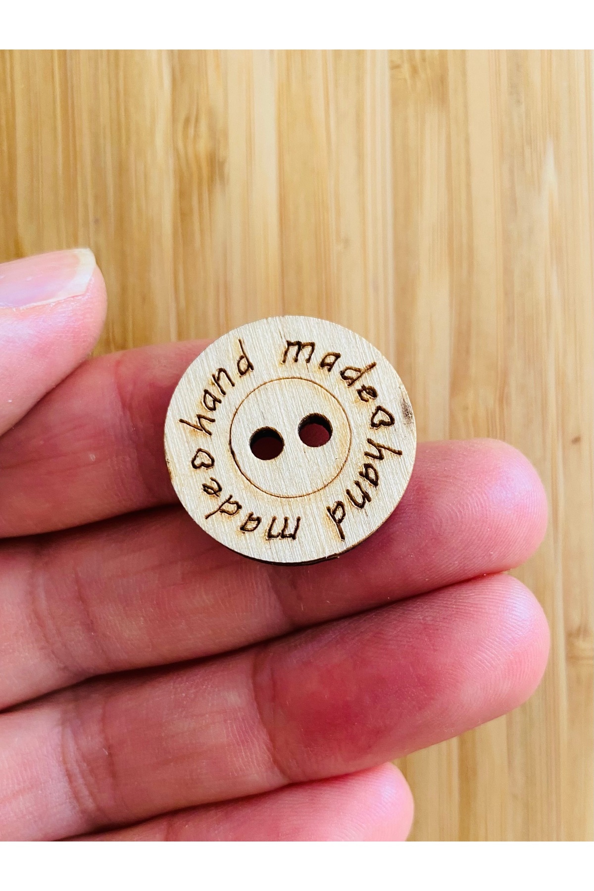 Kartopu-Hand made inscribed Wooden Button. 25mm. 5 pcs. Coat, Overcoat, Jacket, Cardigan and Vest Button. 4