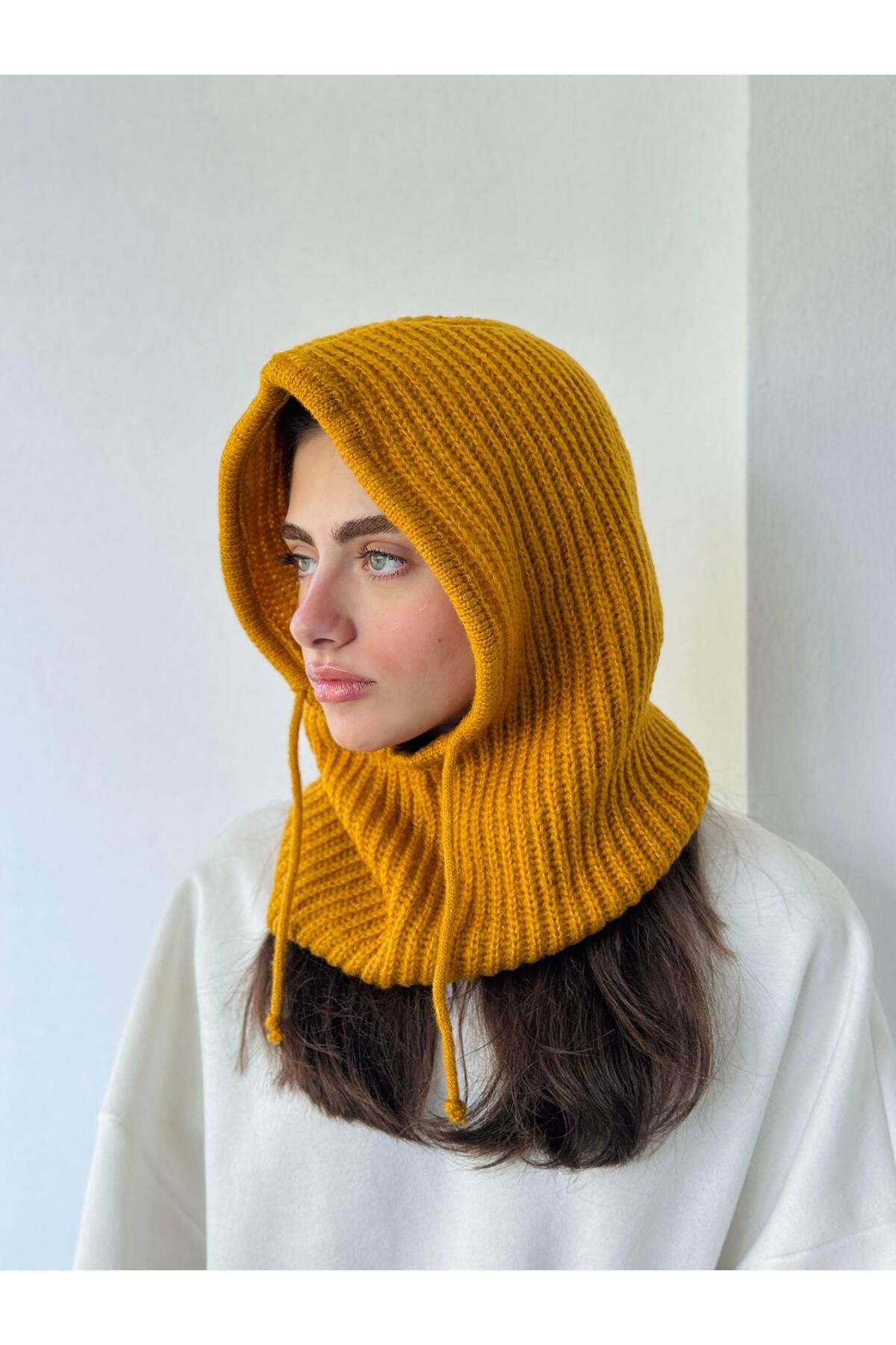 Retrobird-Mustard Unisex Knitted Snow Mask 1