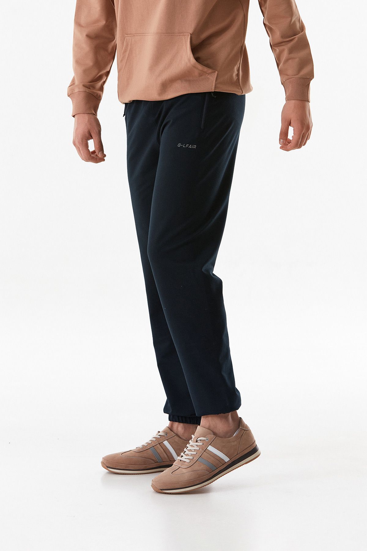 Fulla Moda-Text Printed Pocket Zippered Jogger Sweatpants 3