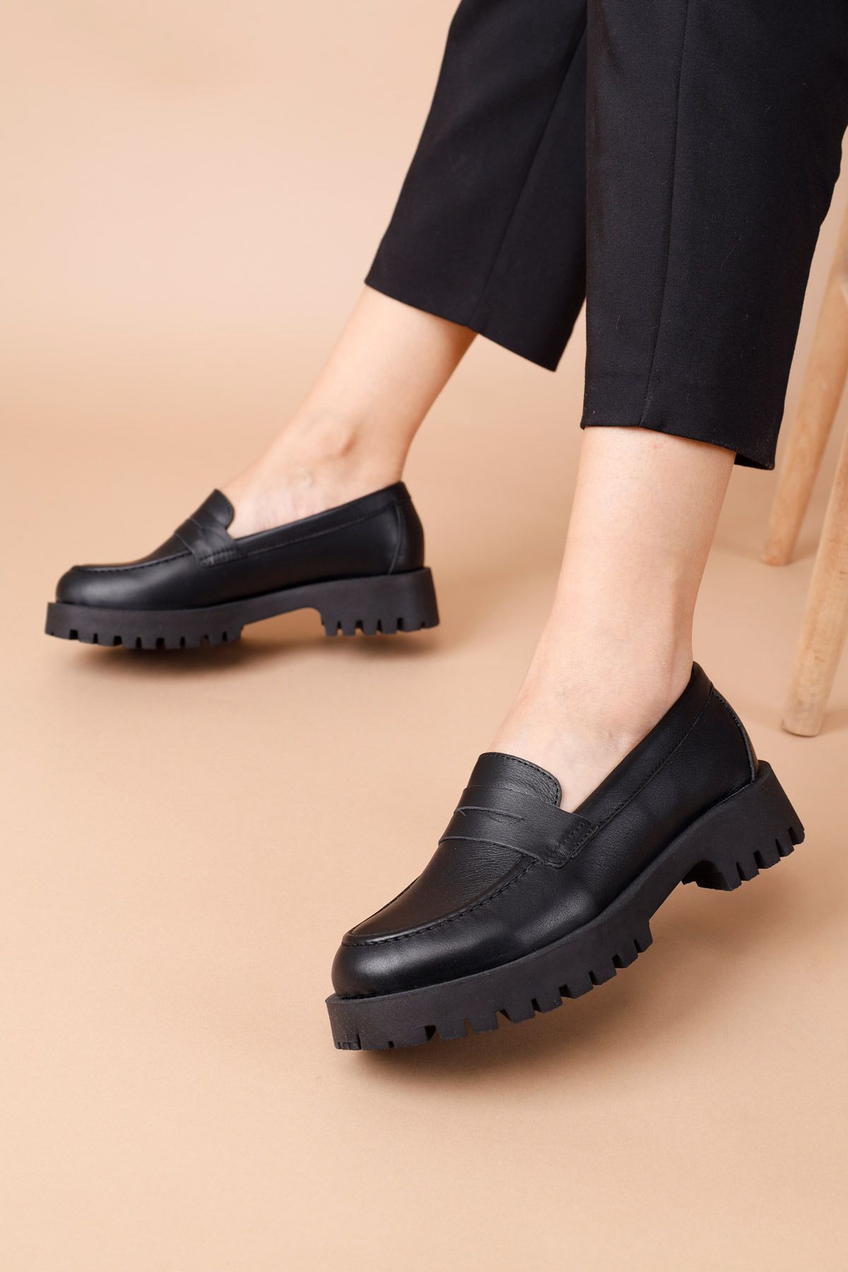 Getcho Tardeney Kadın Siyah Loafer Ayakkabı