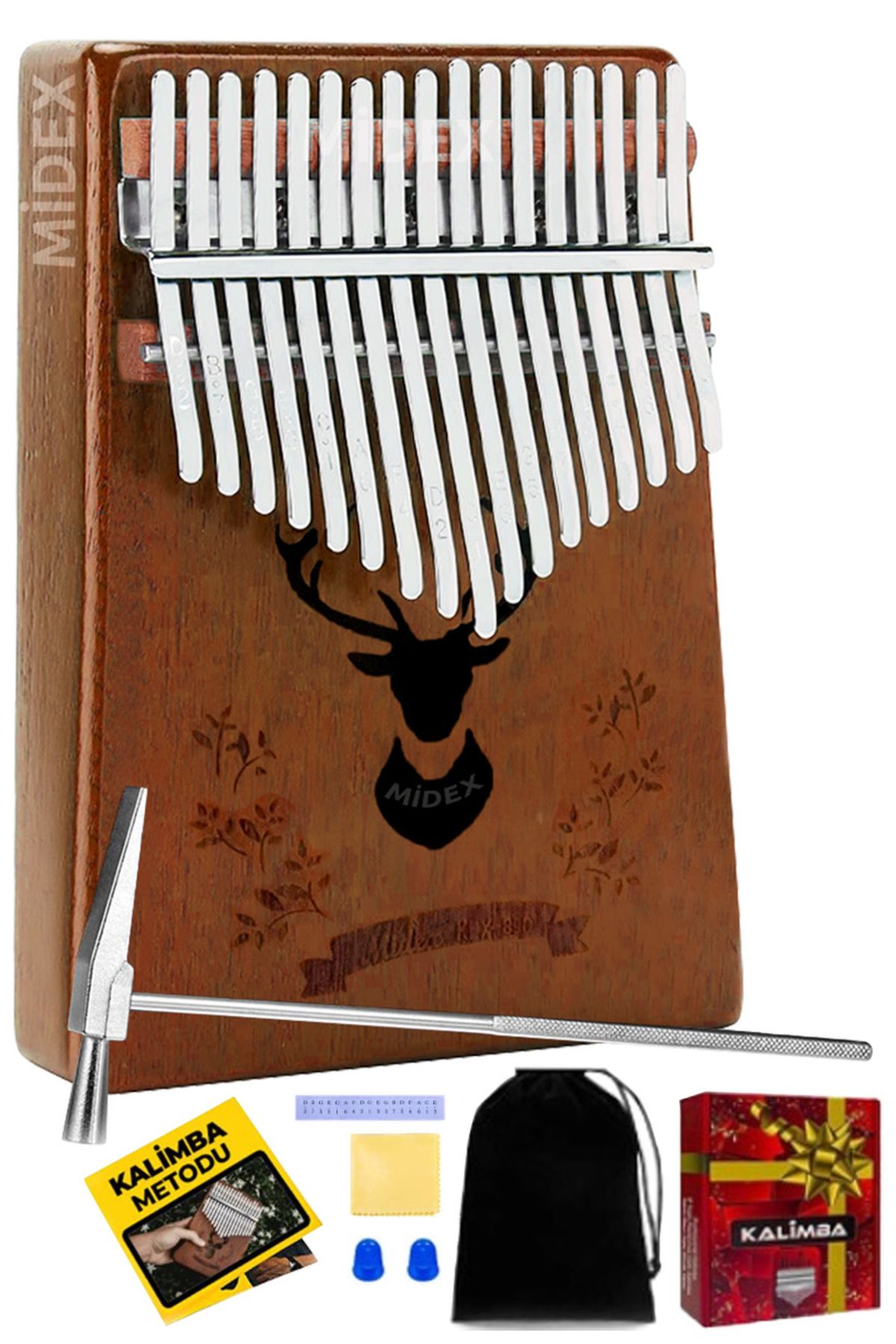 Midex Klx-880 Full Ağaç 17 Tuşlu Ağaç Kalimba (METOD ÇANTA ÇEKİÇ FULL SET)