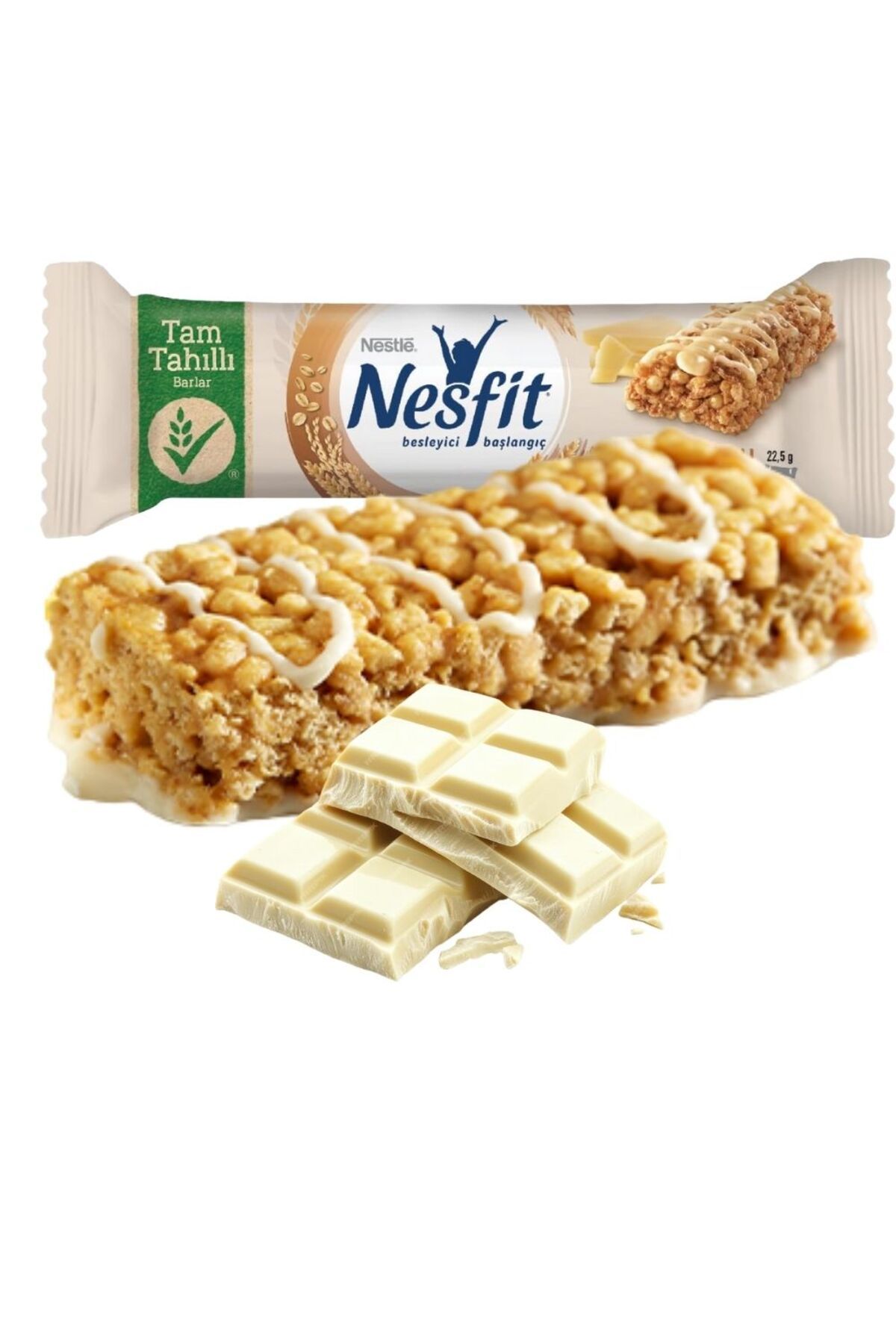 Nesfit Beyaz Çikolatalı Tam Tahıllı Kahvaltılık Gevrek Bar 23,5 g x 15 Adet