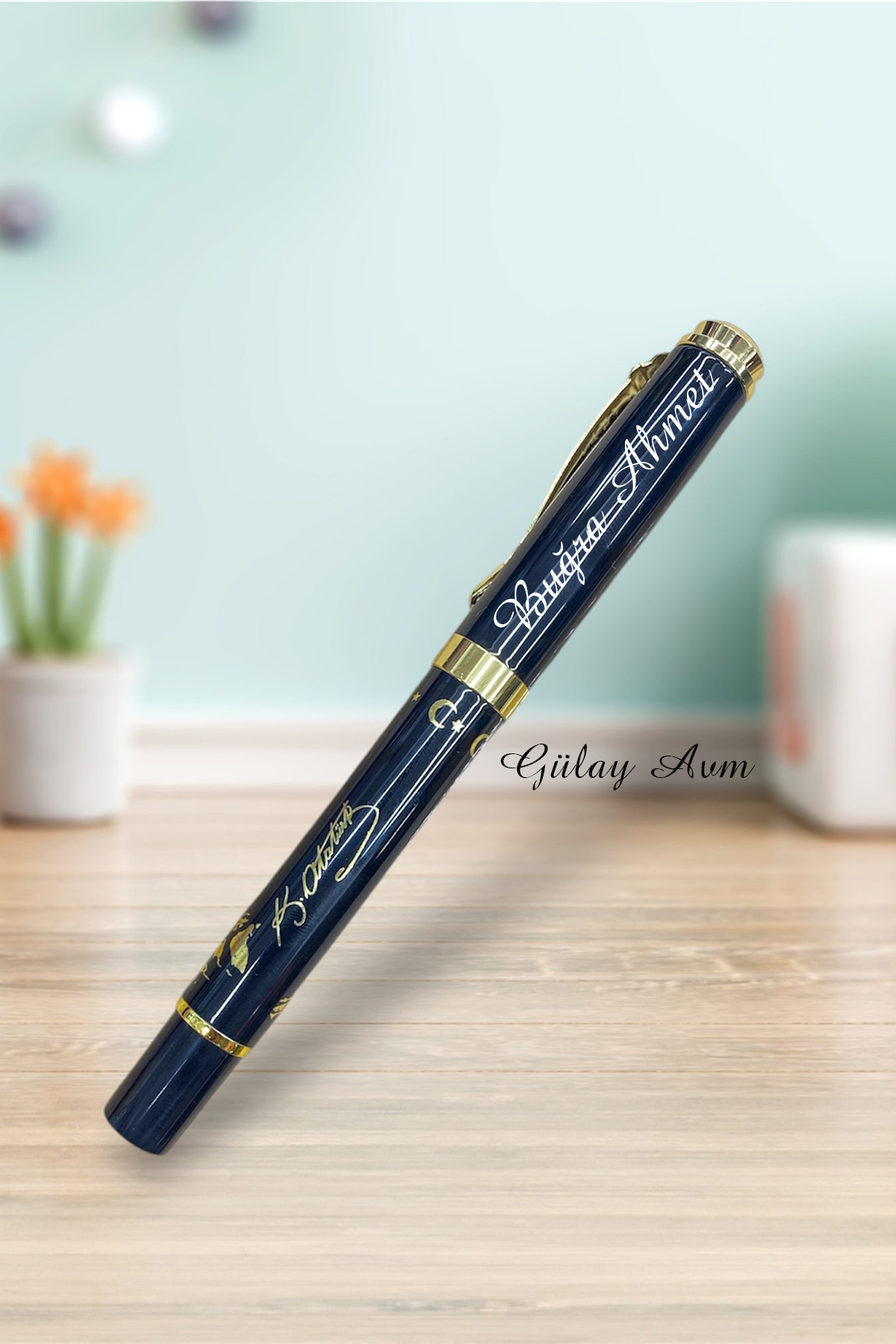 Special Name for Teachers' Day Printed Atatürk Themed and Signed Boxed Roller Pen Gly-ATA