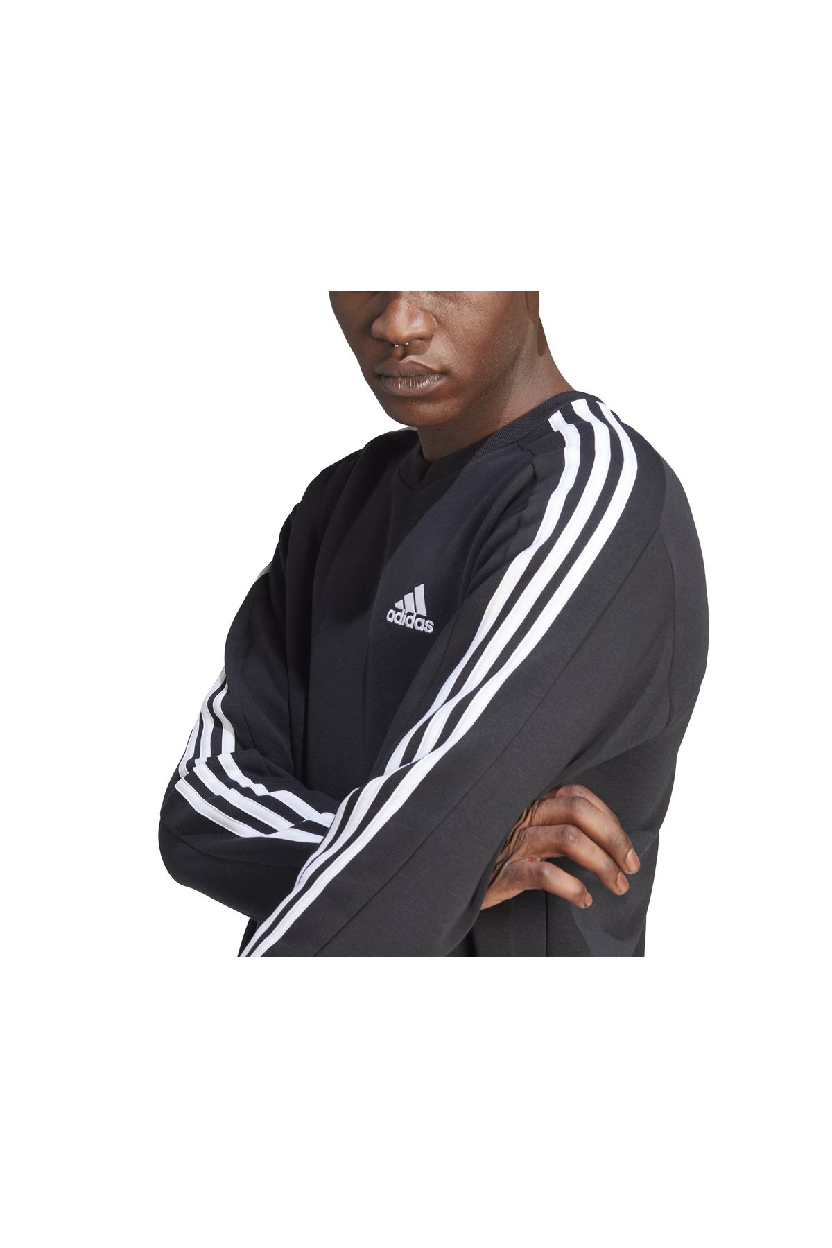 adidas-Pánská černá mikina Essentials Fleece se 3 proužky – neformální tričko Ib4027 5