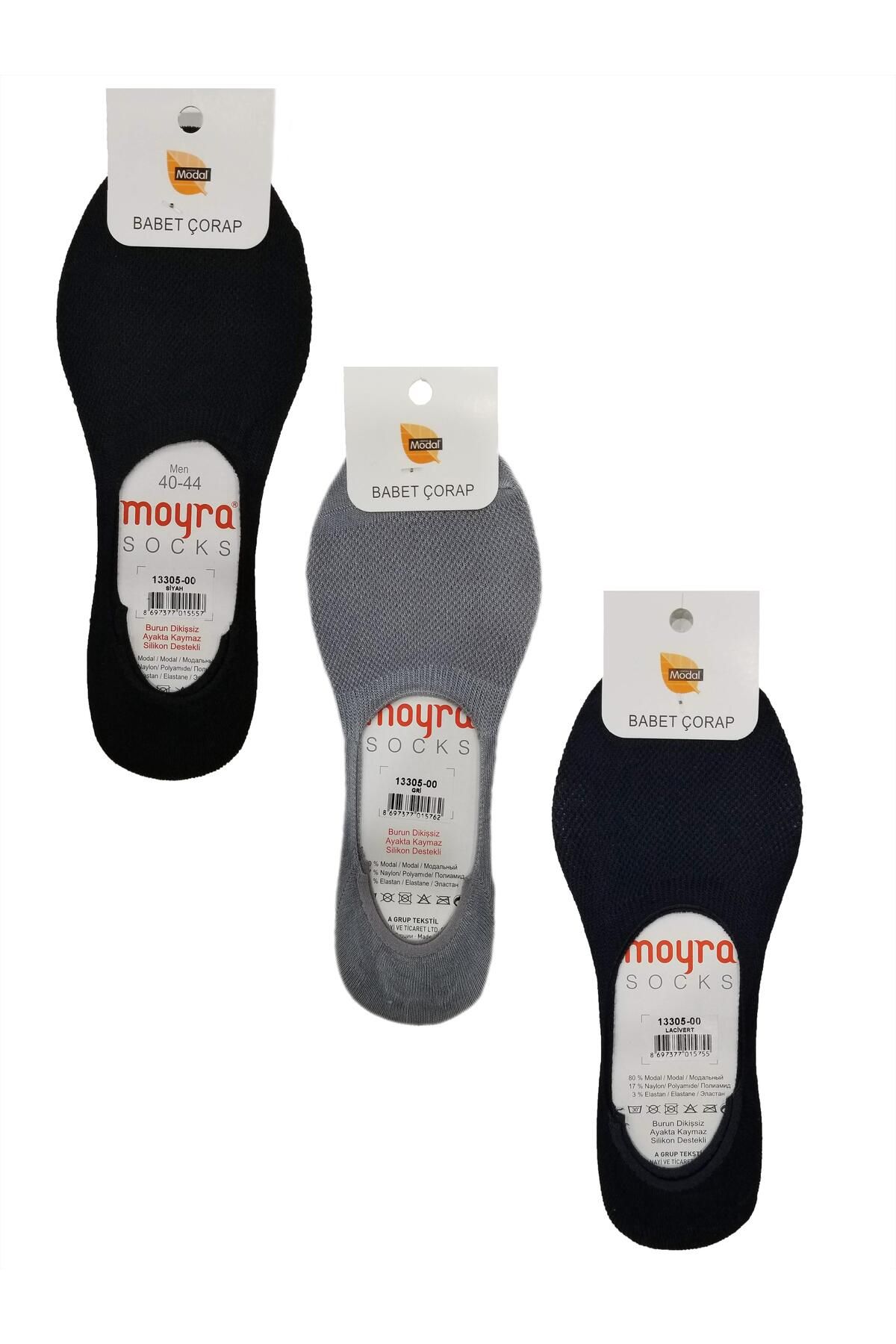 Moyra Socks Moyra 6'lı Paket Silikonlu Modal Erkek Babet Çorap