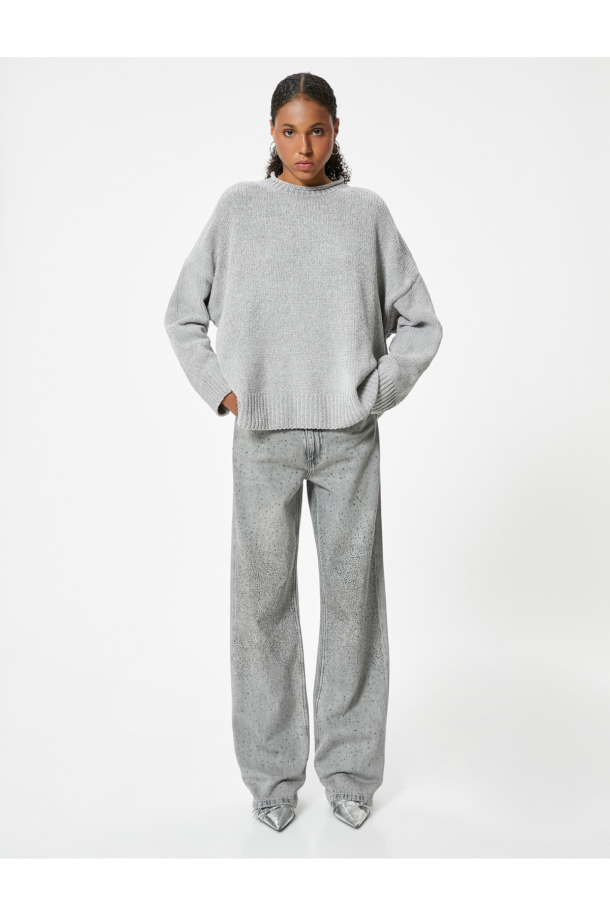 Koton  Basic Triko Kazak Bisiklet Yaka Uzun Kollu Düşük Omuzlu - Görsel 2