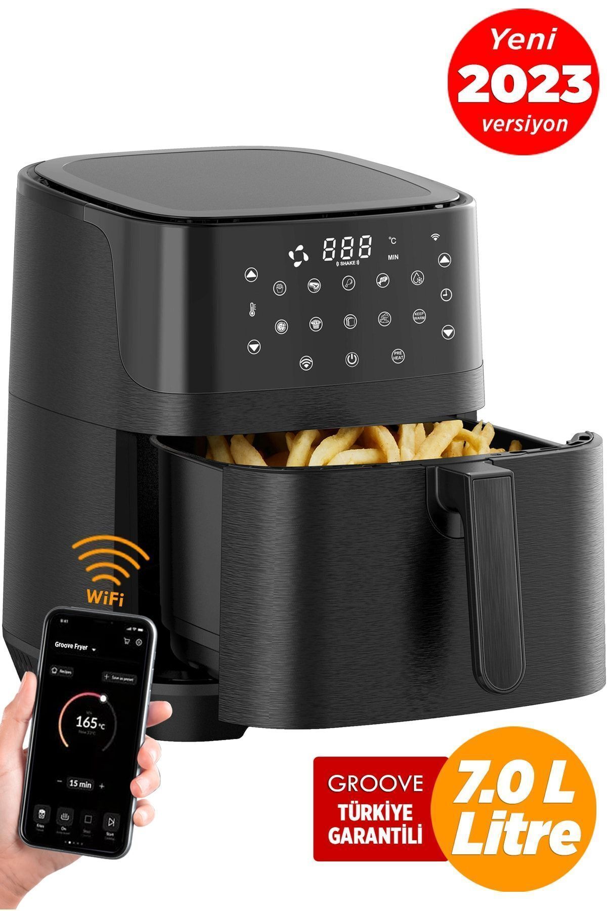 St Morritz Max Xxl 7l 1800w Wifi Smart Airfryer Air Fryer Yağsız Sıcak Hava Fritözü Siyah