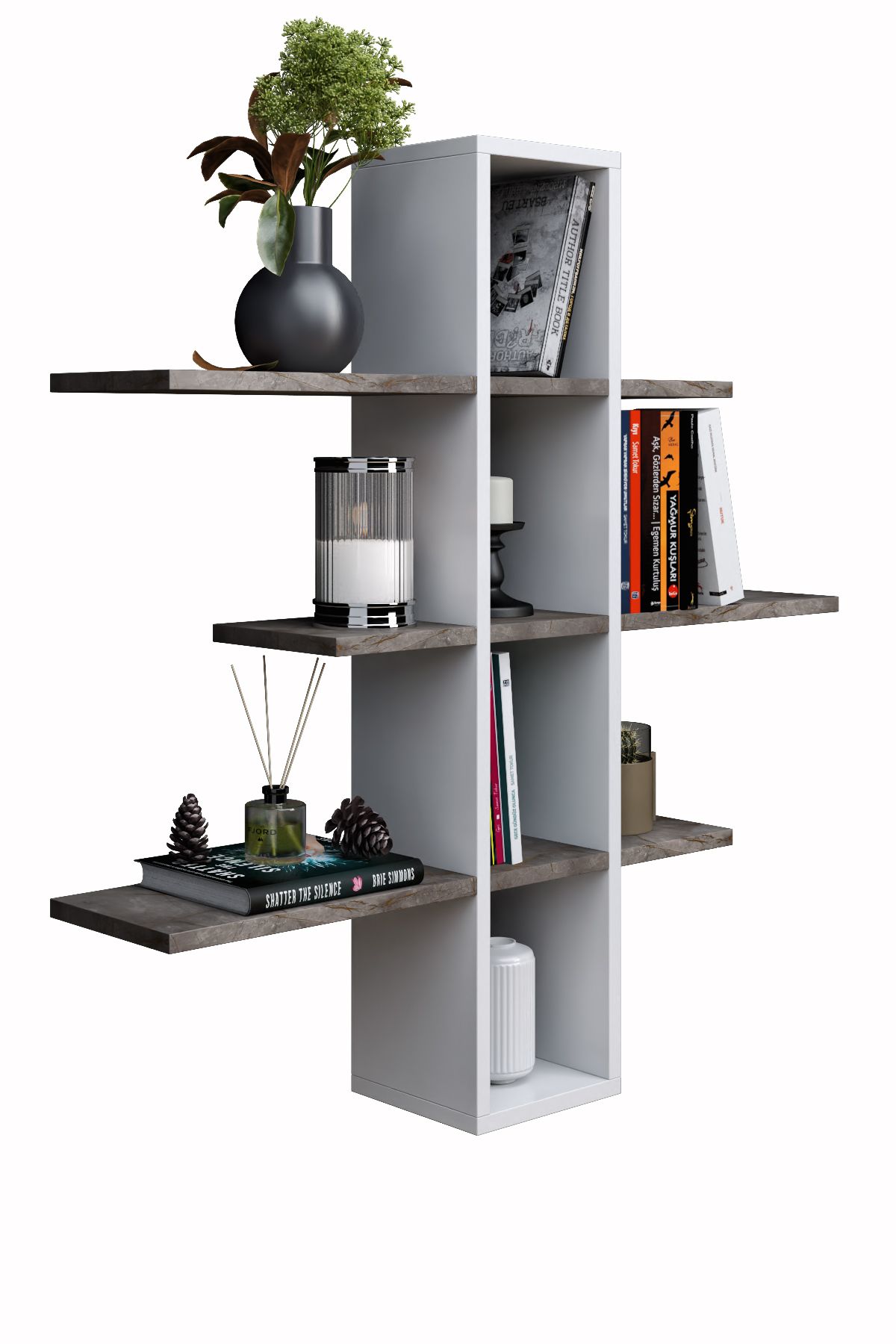 moka park avm-10 Compartments 3 Shelves Wall Mounted Decorative Multi-Purpose Shelf Bookcase 4