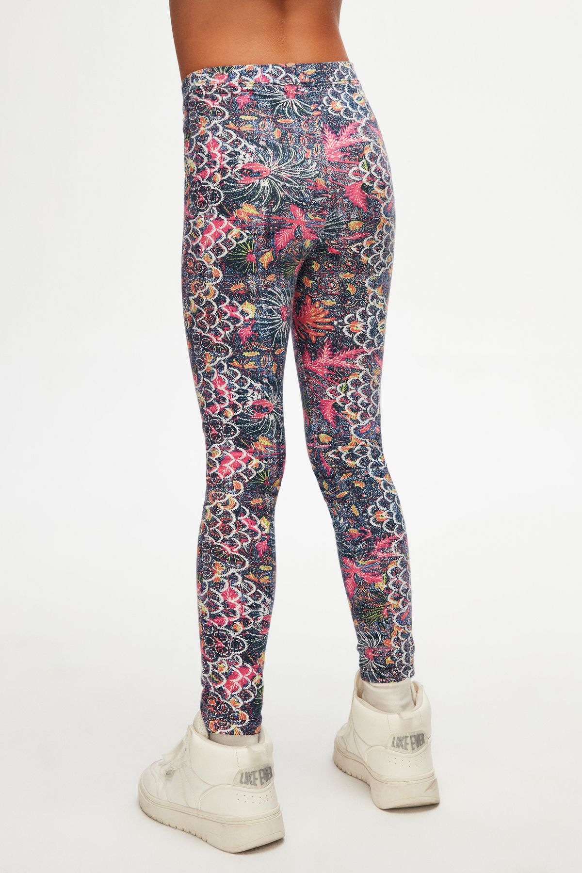 LOVETTI-Girl's Fuchsia Leaf Patterned Winter Leggings 4