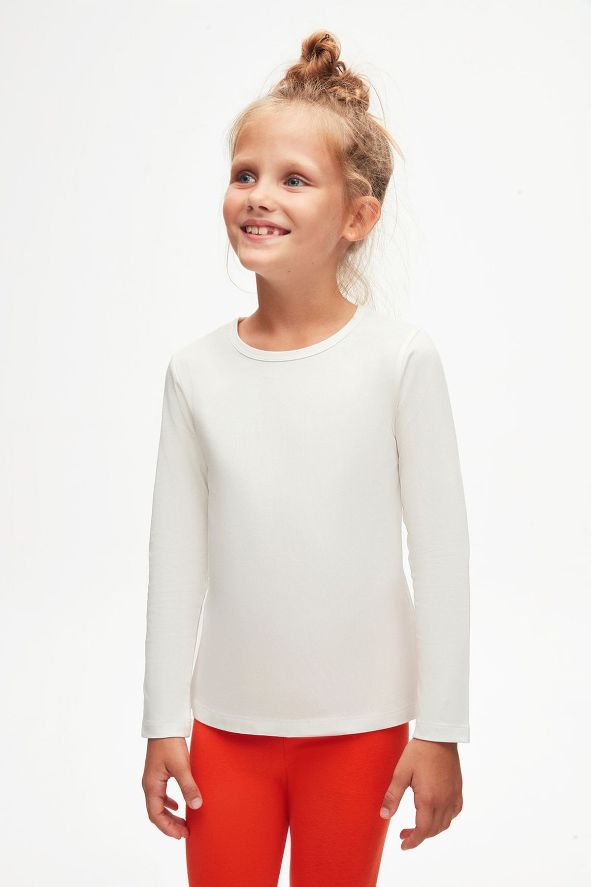 LOVETTI-Long Sleeve Lycra Seasonal Girl's T-shirt - Ecru Basic 2