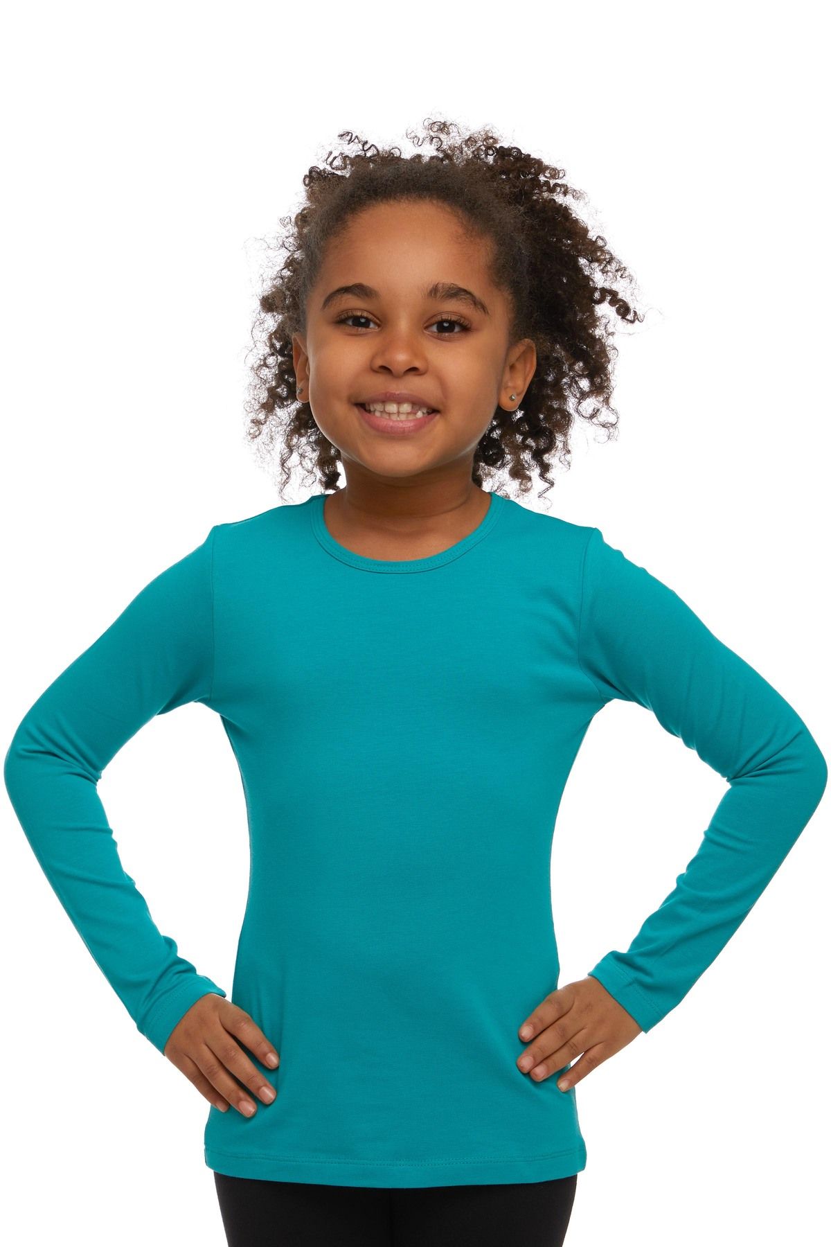 LOVETTI-Lycra Petrol Colored Long Sleeve Girl's T-shirt - Seasonal 1