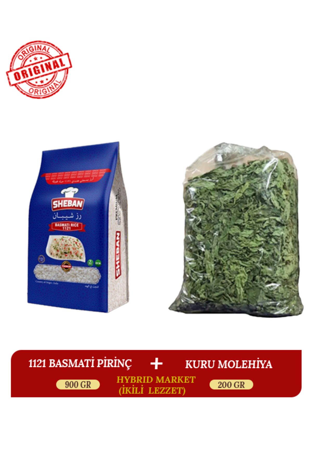 SHEBAN 1121 Basmati Pirinç 900 GR + KURU MOLEHİYA 200 Gr