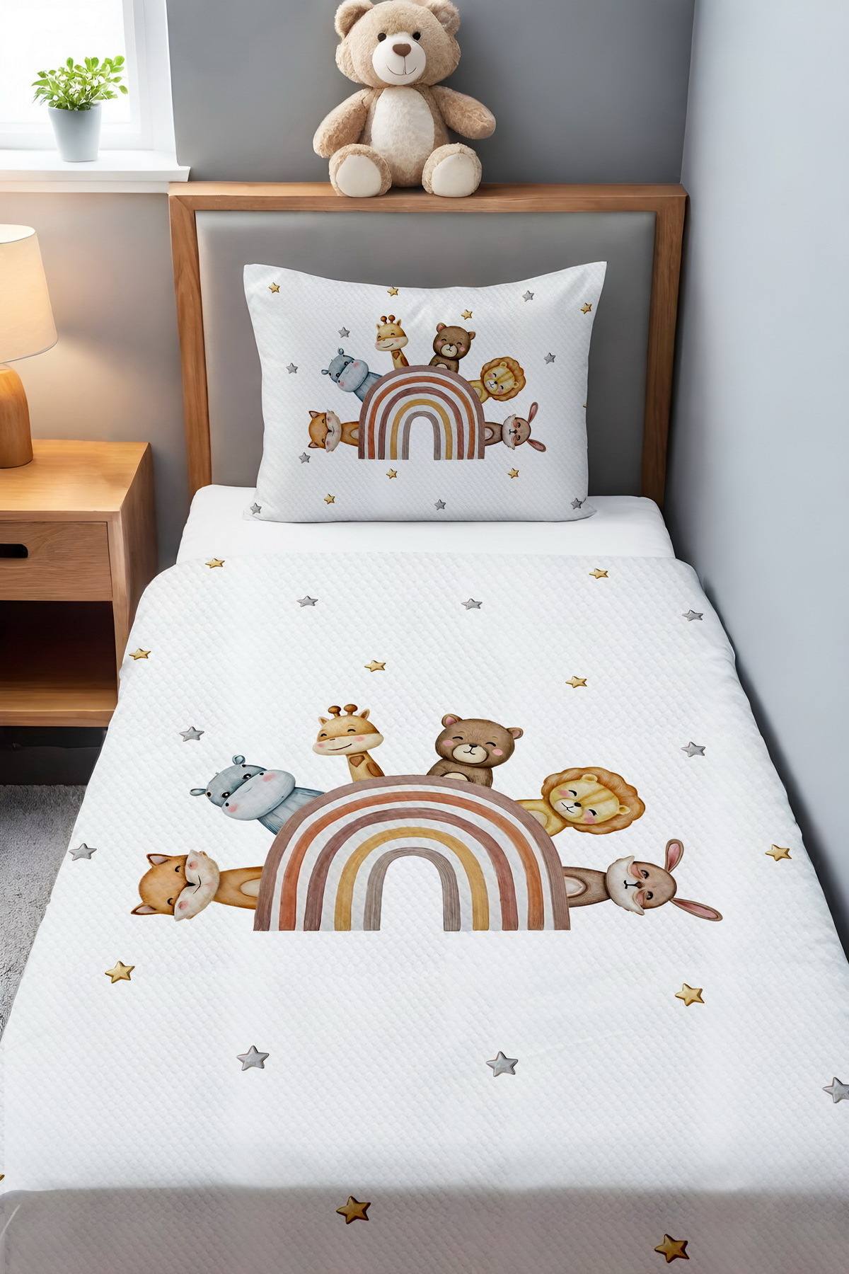 Evpanya Kahveli Gökkuşağı Safari Desenli Pike Seti fotoğrafı 2 (önizleme)