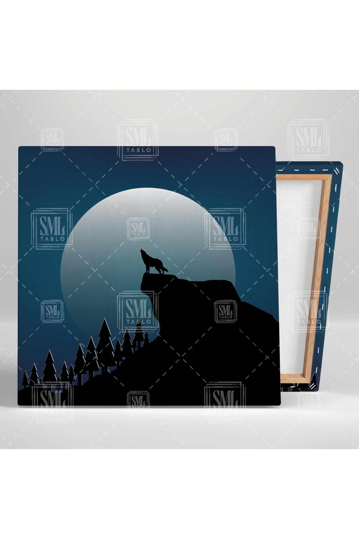 SML TABLO-Lupul care strigă la lumina lunii Lup Moon Square Canvas Print 2