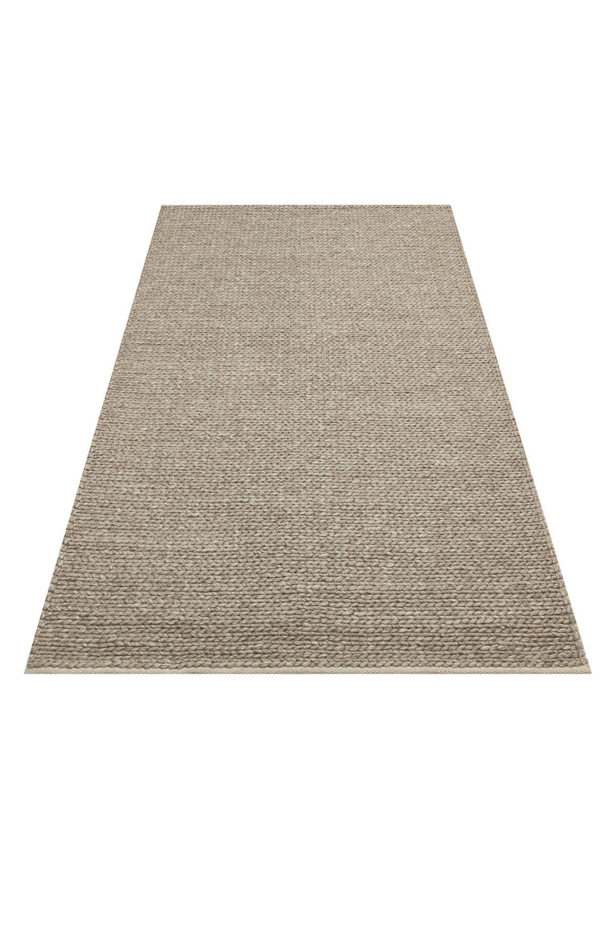 Eko Halı Basketweave Brown - Jade - Naturel Kazak Örgü Desenli El Dokuma Örgü Halı