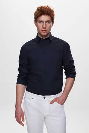 Tween Relaxed Lacivert Pamuklu Likralı Gömlek