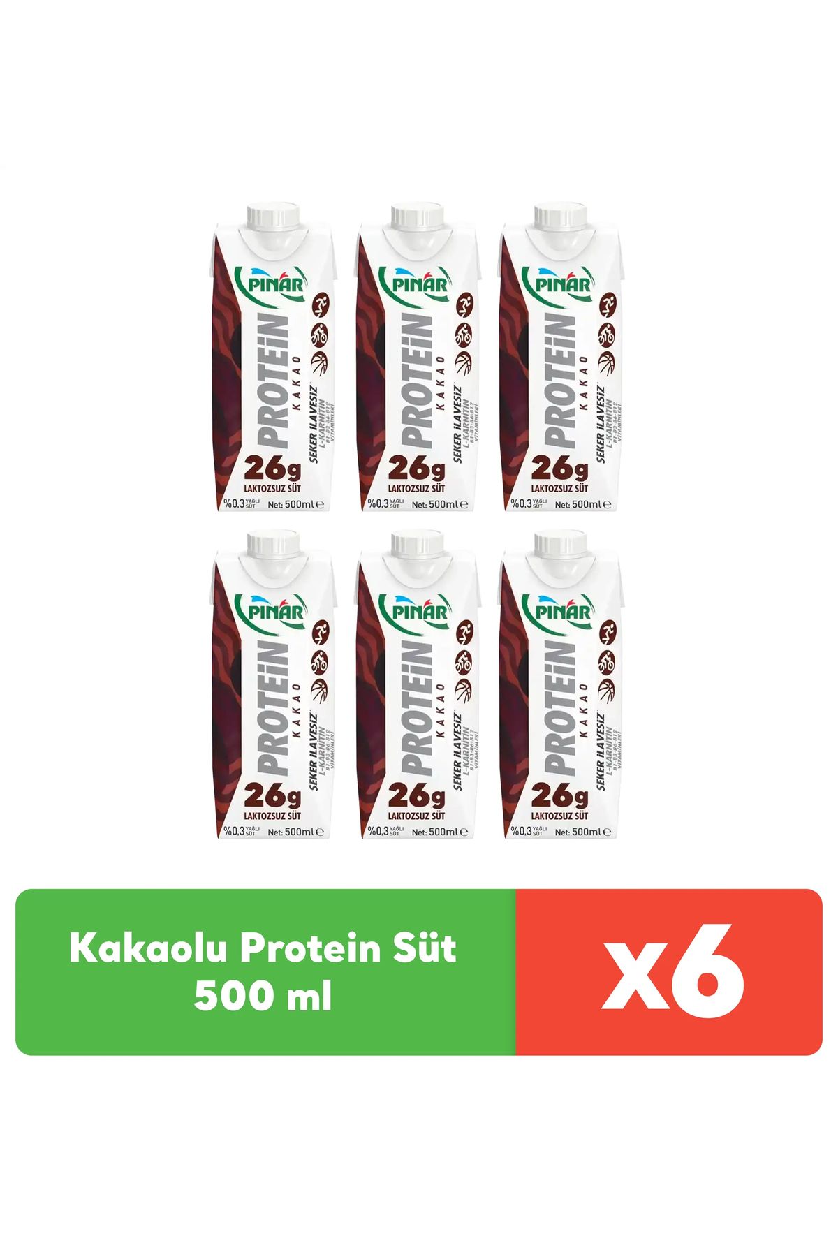 Pınar Kakaolu Protein Süt 500 ml X 6 Adet