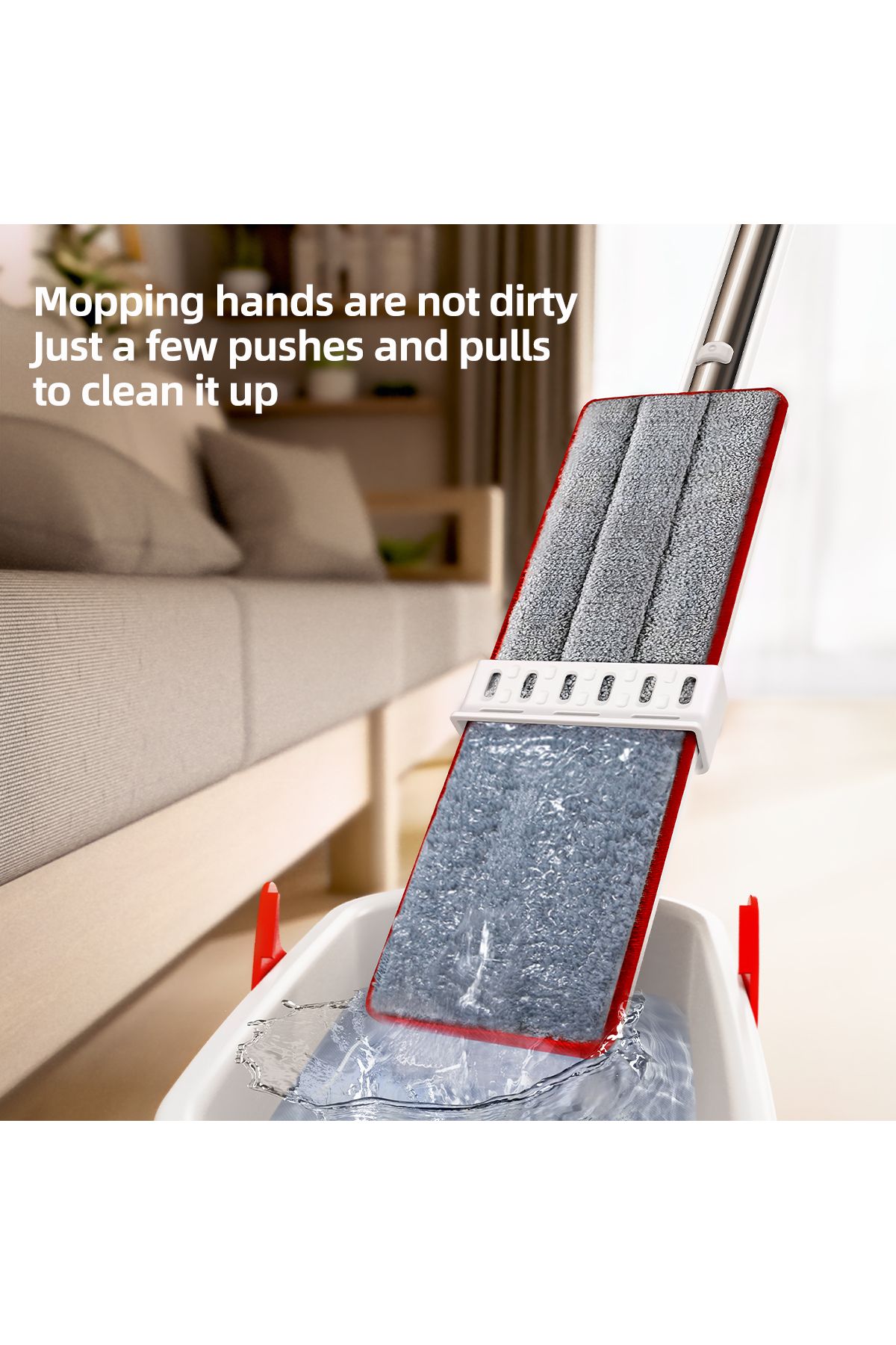 Choice-2 in 1 Long Handle Hands free Wash Flat Mop with EVA Scraper, Wet And Dry Use Floor Mop, Dust Rem... 5
