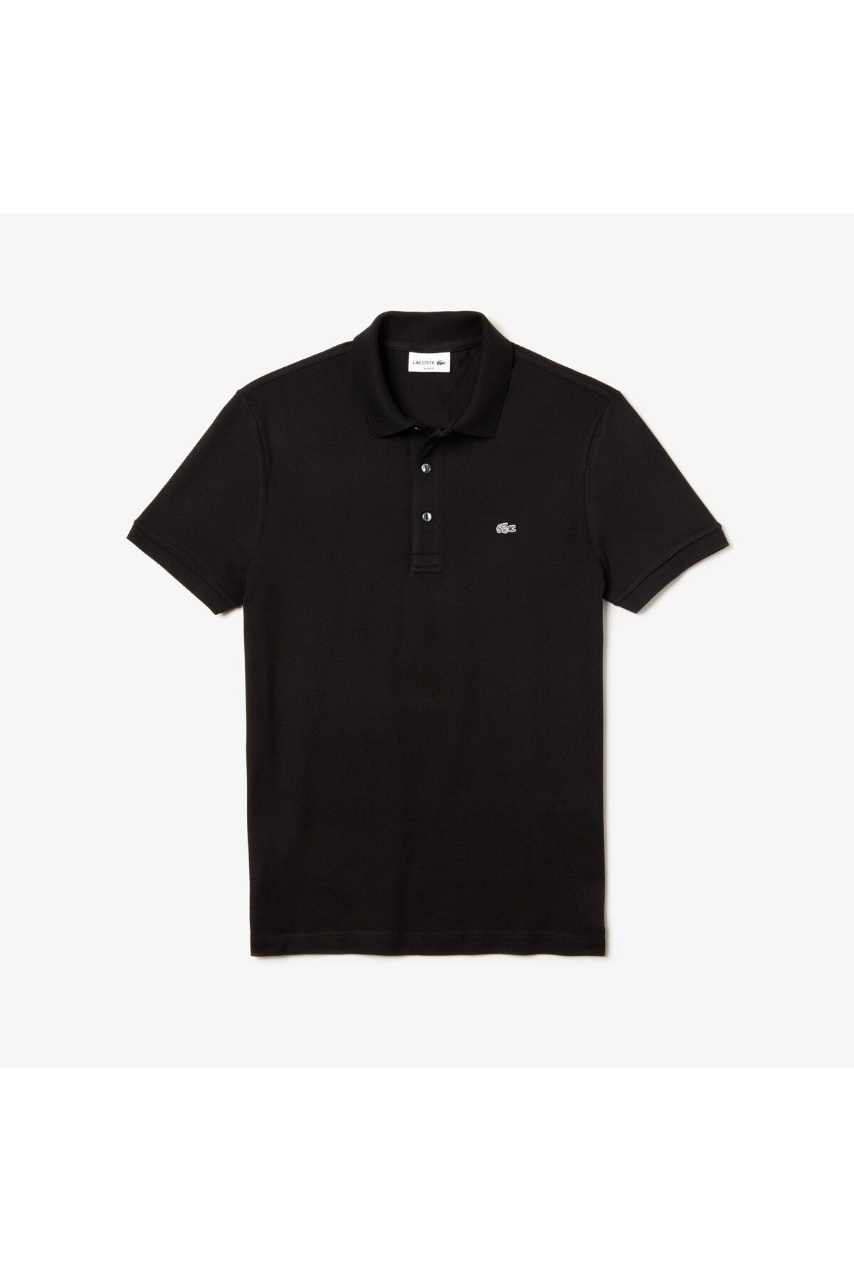 تی شرت یقه پولو مردانه چوگان سیاه و سفید باریک Lacoste