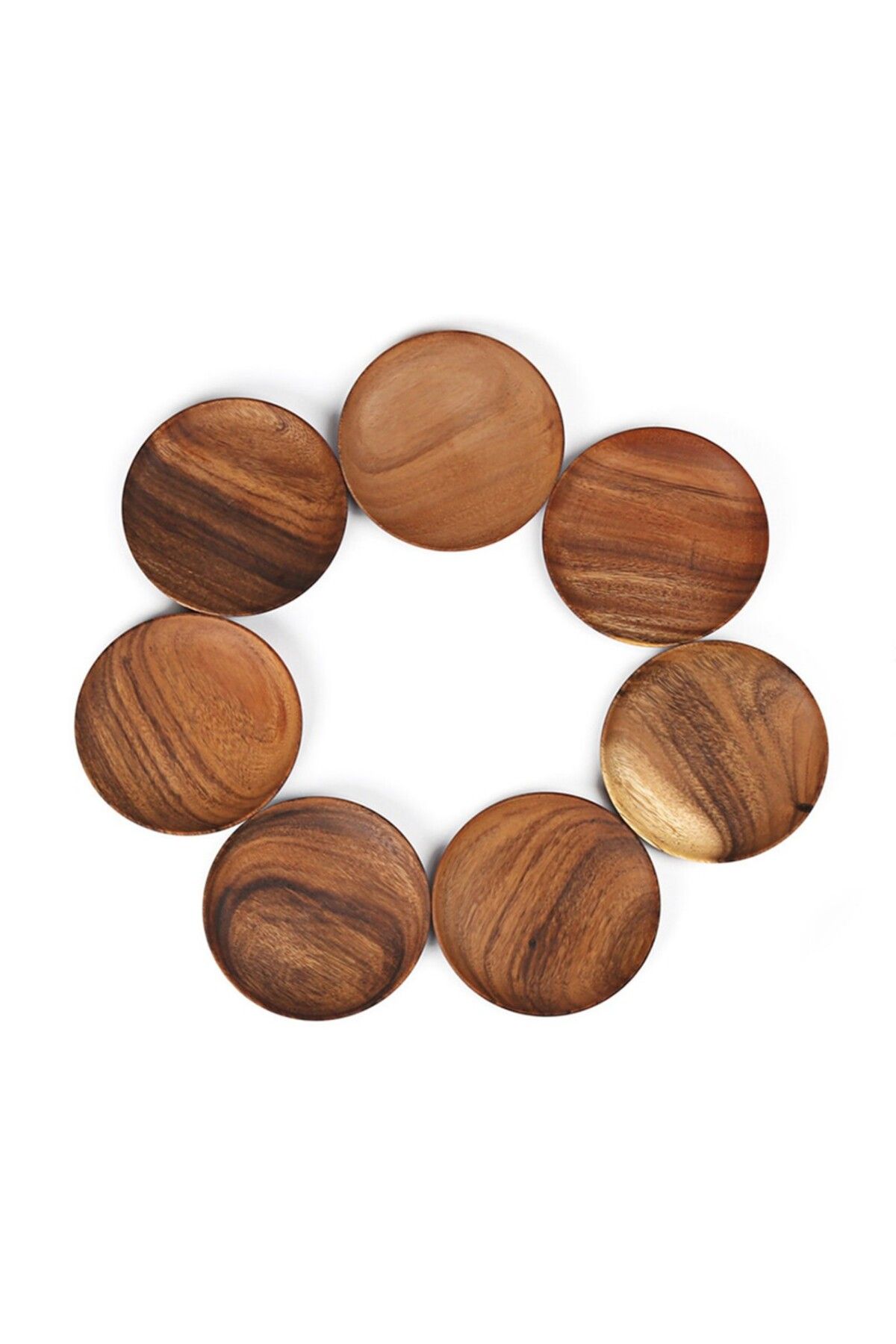 Choice-Acacia Wood Dinner Plate 4 inch Round Wood Plate Easy Cleaning Lightweight Unbreakable for Dishes 6