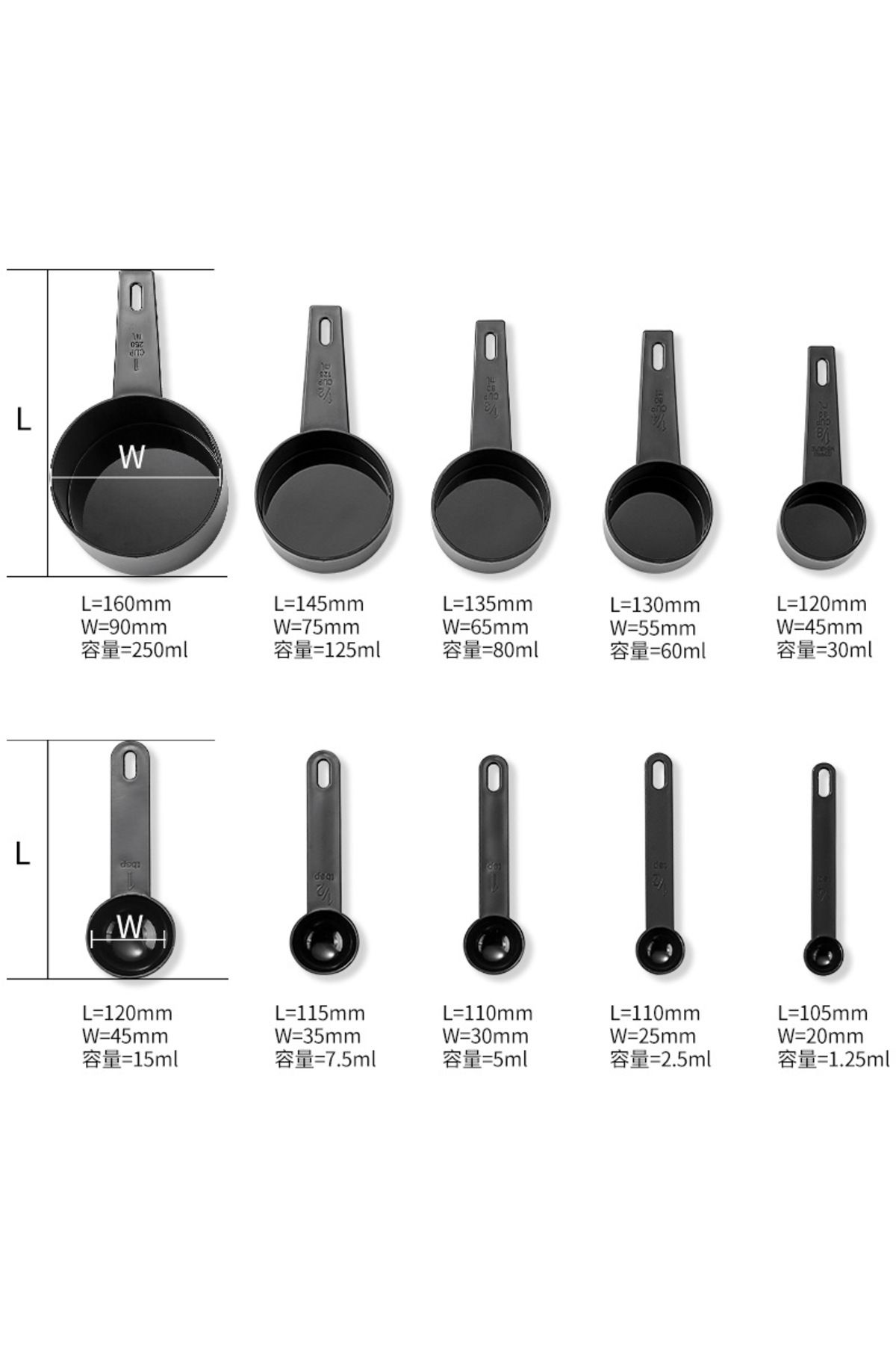 Choice-10 Piece Plastic Measuring Spoon Set Square Handle Baking Measuring Cup Measuring Spoon Set Measu... 6