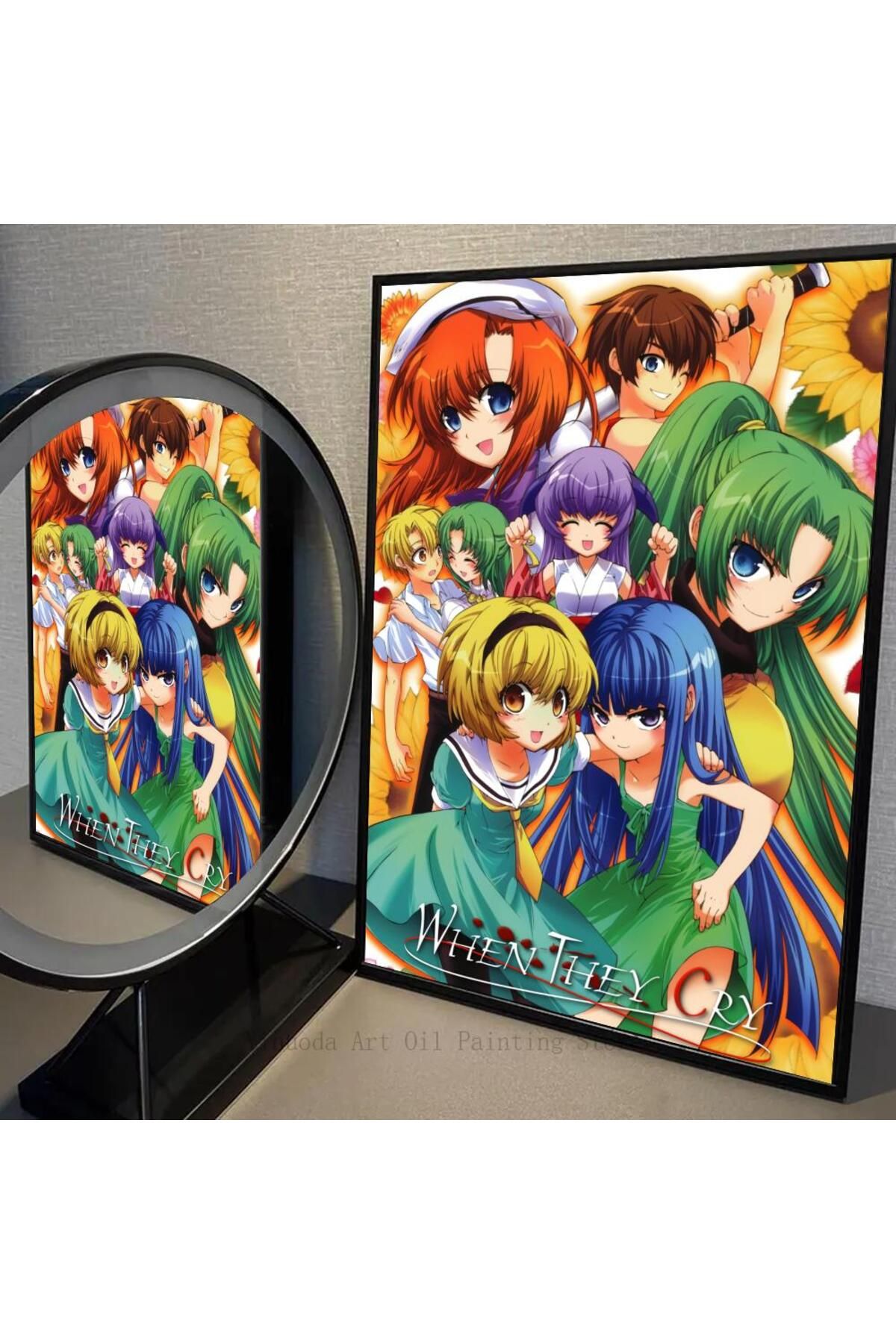 Choice-1PC Anime Vintage Higurashi When They Cry Poster Self-adhesive Art Waterproof Paper Sticker Coffe... 7