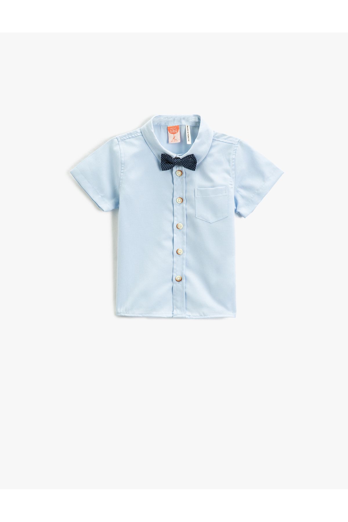 Koton-Single Pocket Short Sleeve Bow Tie Shirt 1