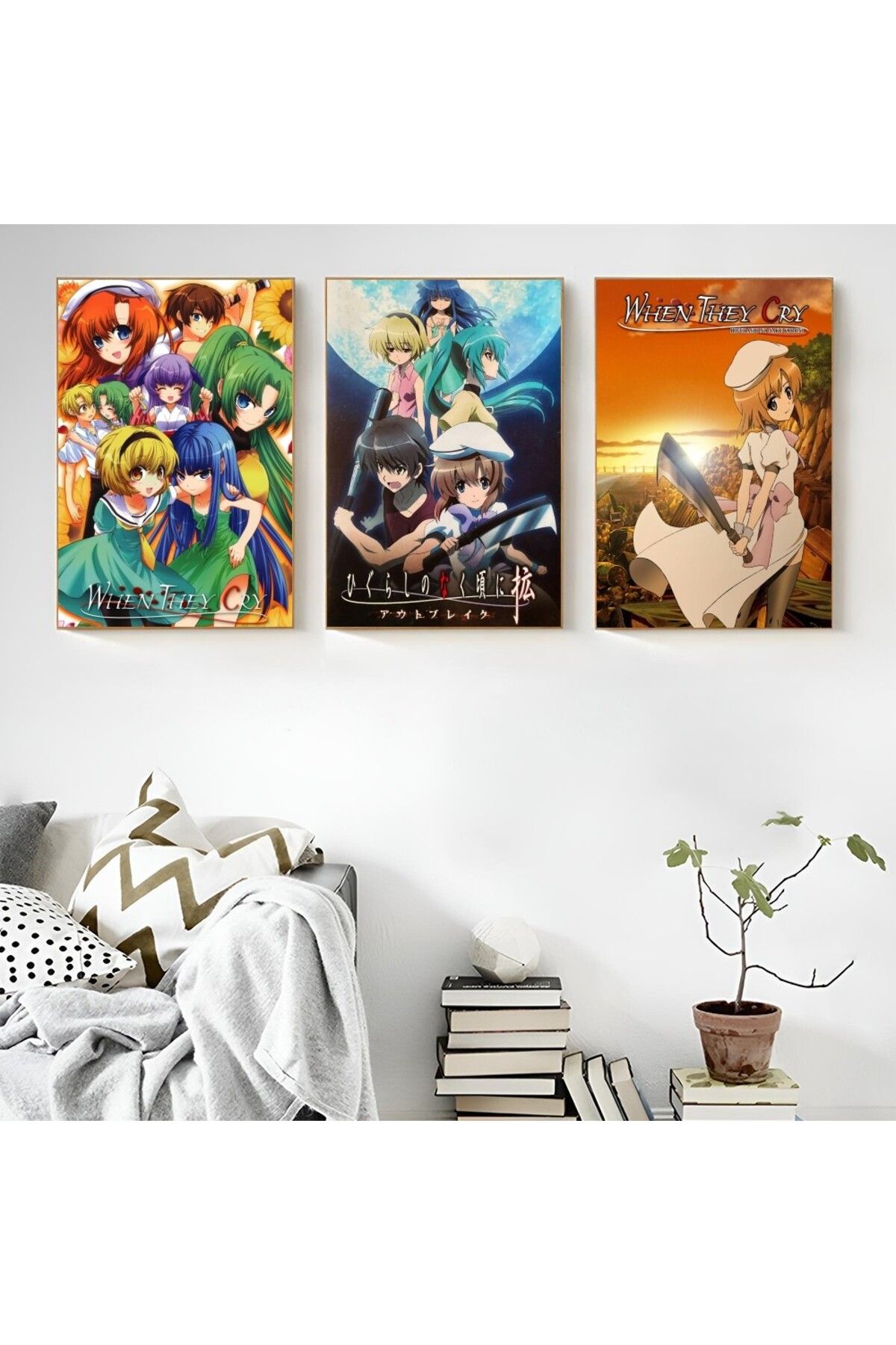 Choice-1PC Anime Vintage Higurashi When They Cry Poster Self-adhesive Art Waterproof Paper Sticker Coffe... 4