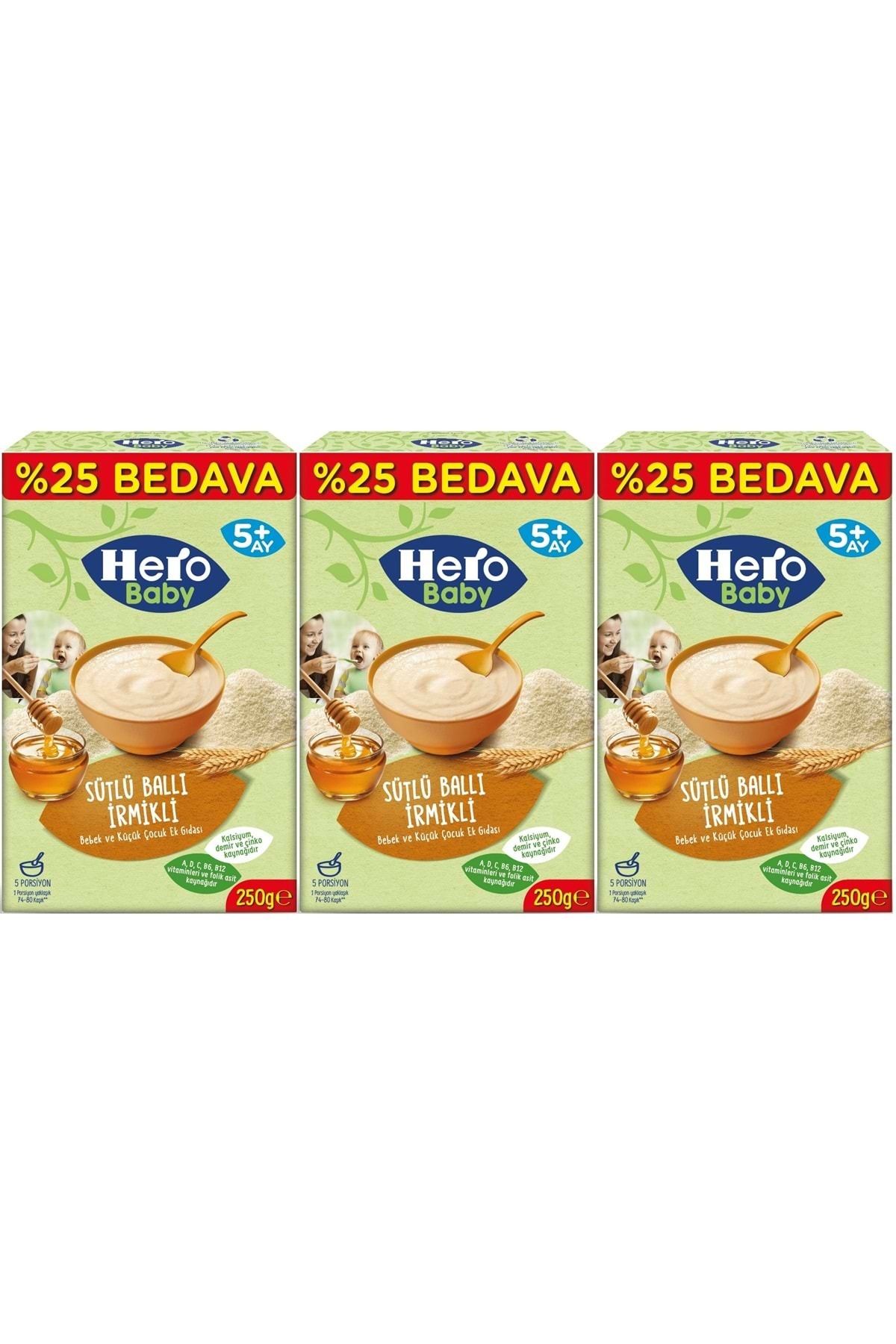 Hero Baby Kaşık Maması 250GR Sütlü Ballı İrmikli (Avantaj Pk) (3 Lü Set)