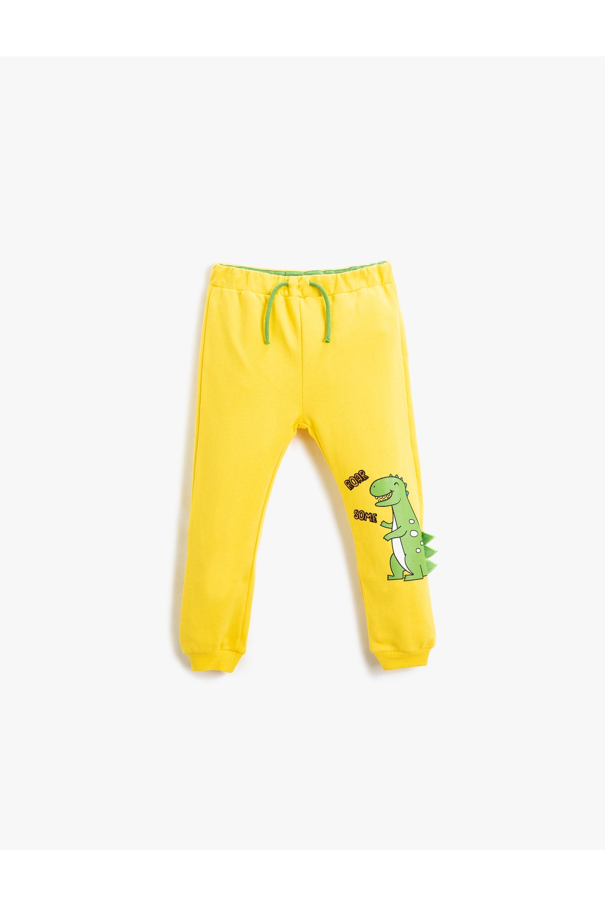 شلوار گرمکن زرد مردانه Jogger Sweatcants Dinosaur Printed Applique Detail Tie Dieist Koton
