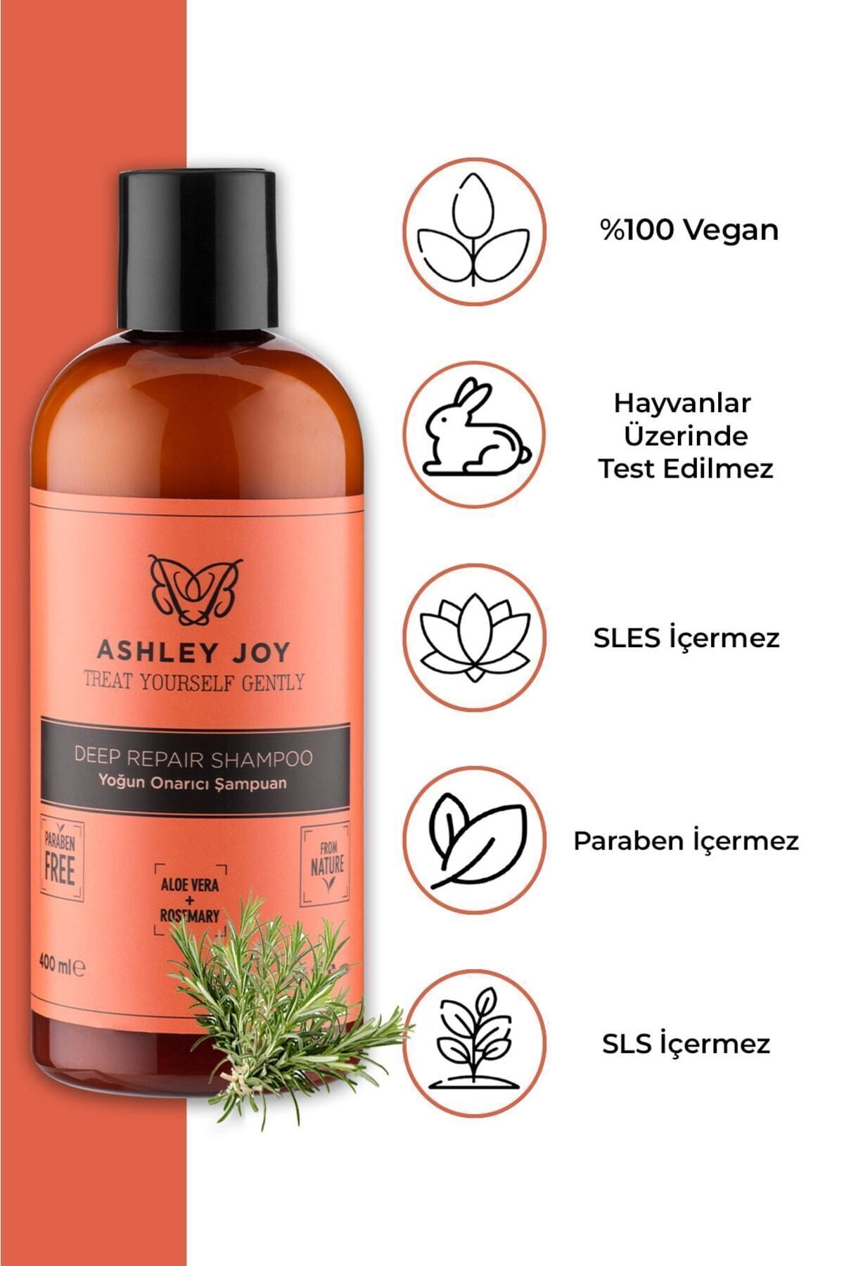 Ashley Joy İşlem Görmüş Yıpranmış Saçlara Özel Biberiye Keratin Içeren Yoğun Onarıcı Besleyici Şampuan 400 ml-6