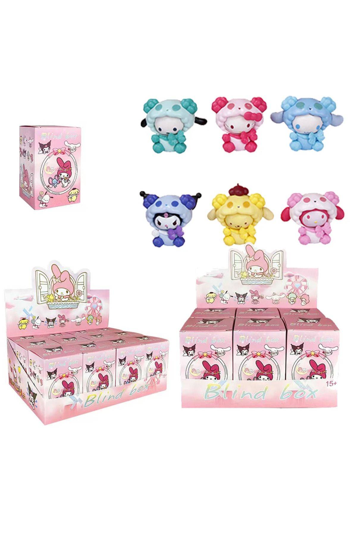 Choice-6pcs Sanrio Sheep Rabbit Series Figure Hello Kitty Pochacco Kuromi Cinnamoroll Q Version Toy Mode... 3