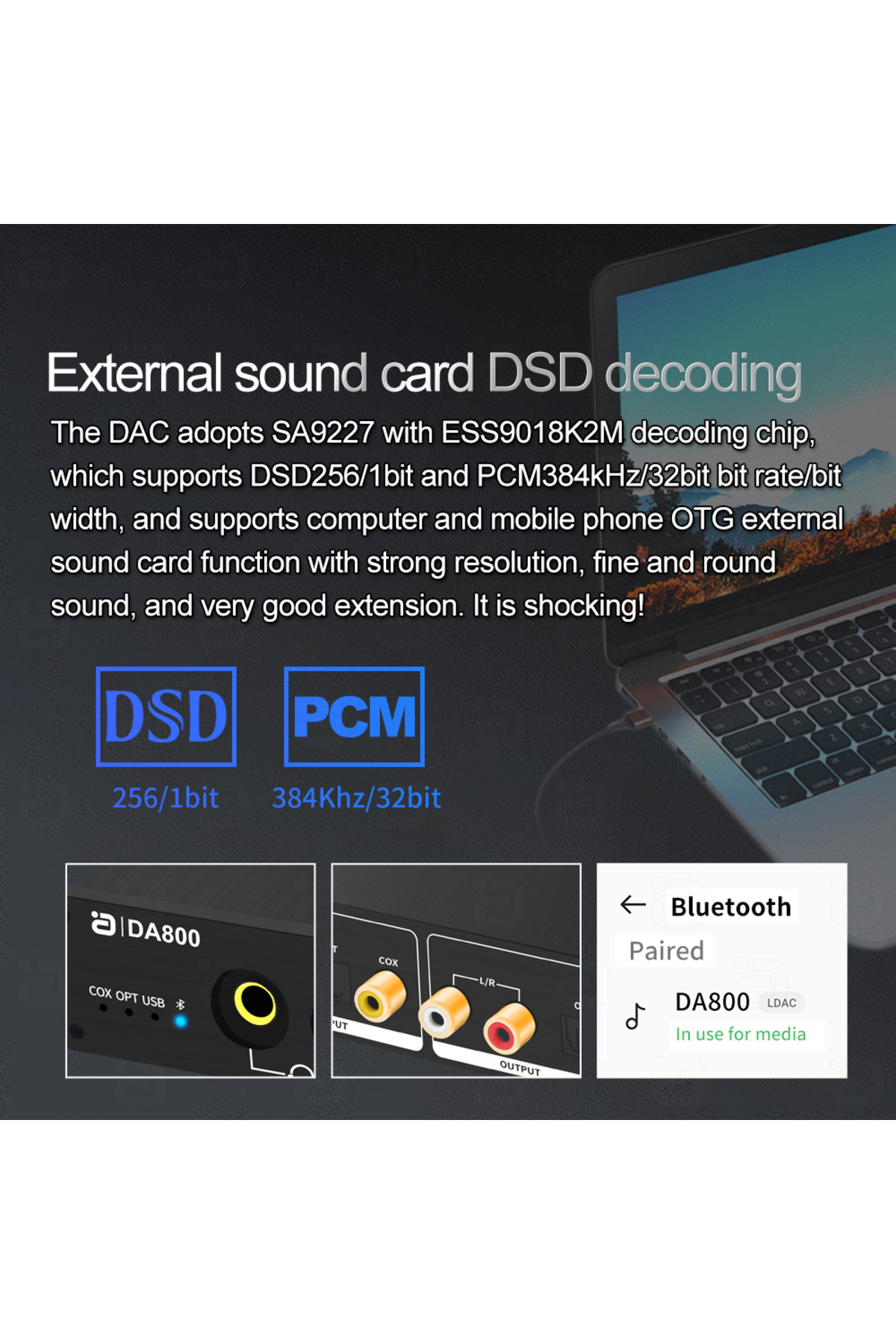 Choice-LDAC DSD DAC Bluetooth 5 1 Digital Audio Decoder  HIFI Amp With Sound Card USB/Coaxial/Optical RC... 4