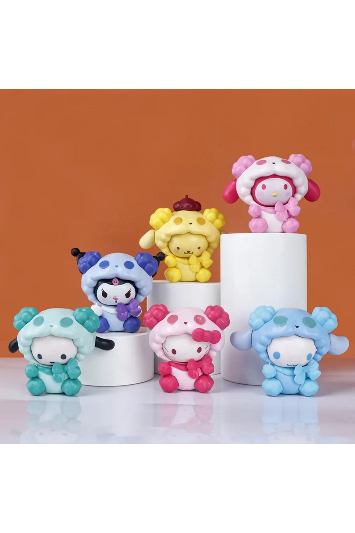 Choice-6pcs Sanrio Sheep Rabbit Series Figure Hello Kitty Pochacco Kuromi Cinnamoroll Q Version Toy Mode... 5