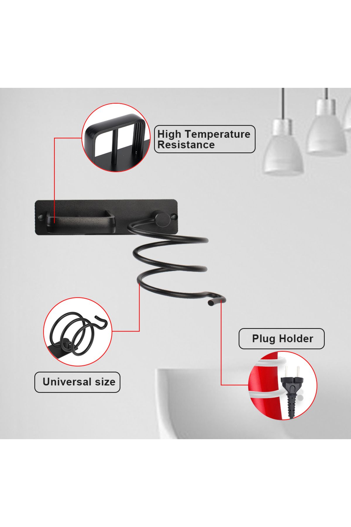 Choice-Wall Mounted Hair Straightener Holder Storage Rack Hair Dryer Holder Rack Organizer Bathroom Shel... 4