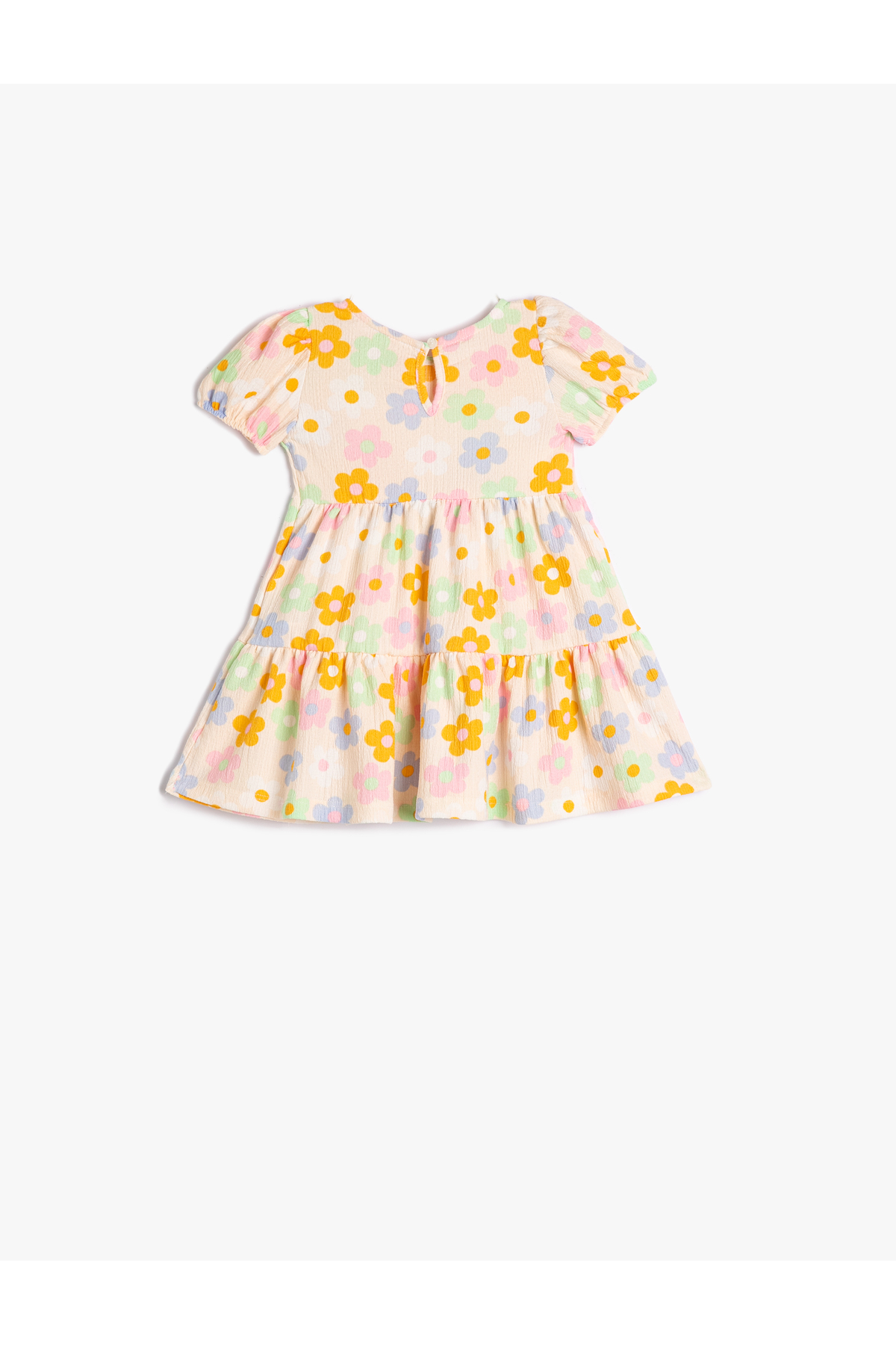 Koton Elbise Çiçekli Balon Kollu Yuvarlak Yaka Katlı fotoğrafı 2 (önizleme)