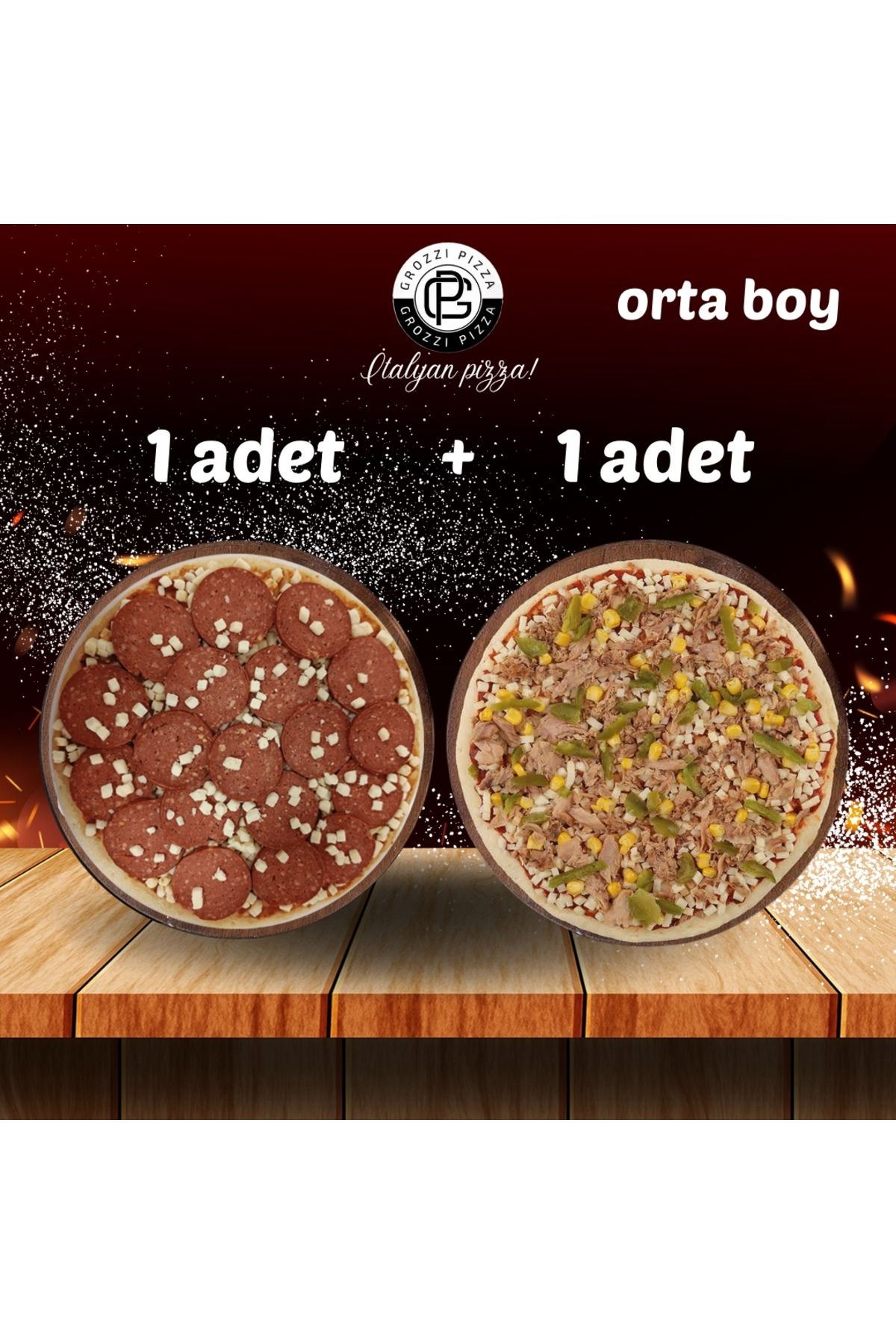 GROZZI SUCUKLU PİZZA 1 ADET 400 GRAM, TON BALIKLI PİZZA 1 ADET 390 GRAM