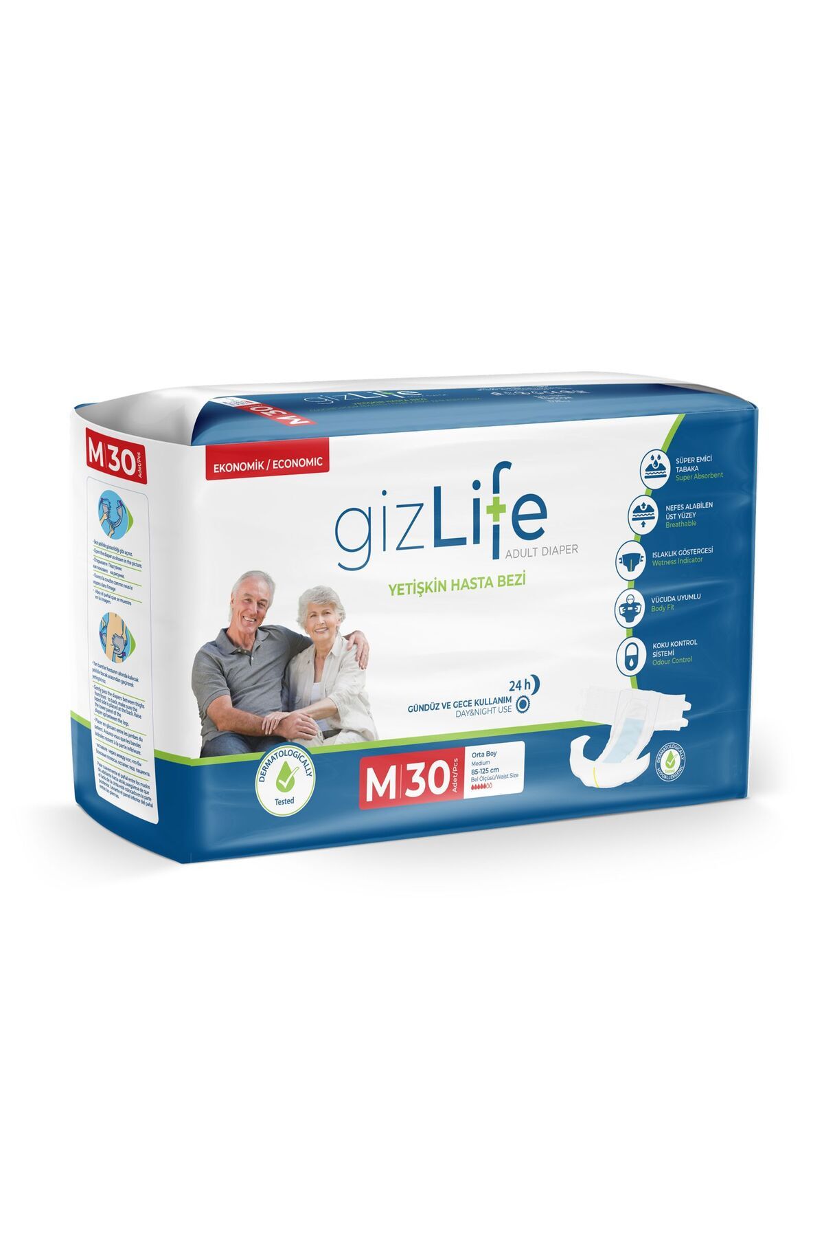 GIZLIFE Belbantlı Yetişkin Hasta Bezi Orta Boy M 30adet