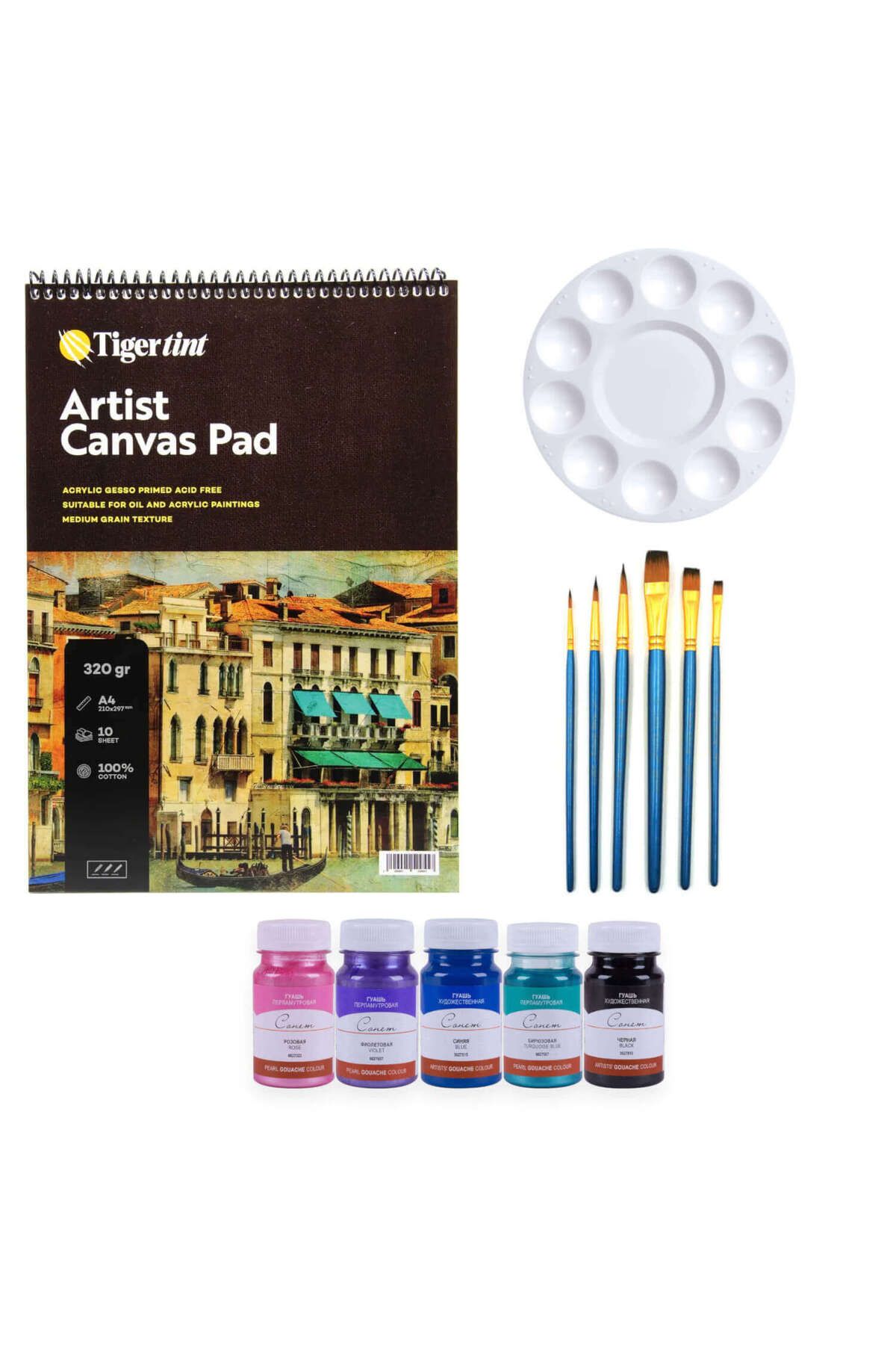 GVN ART Sonnet Canvas Pad Guaj Boya Seti 100 ml 5li İnci Renkler