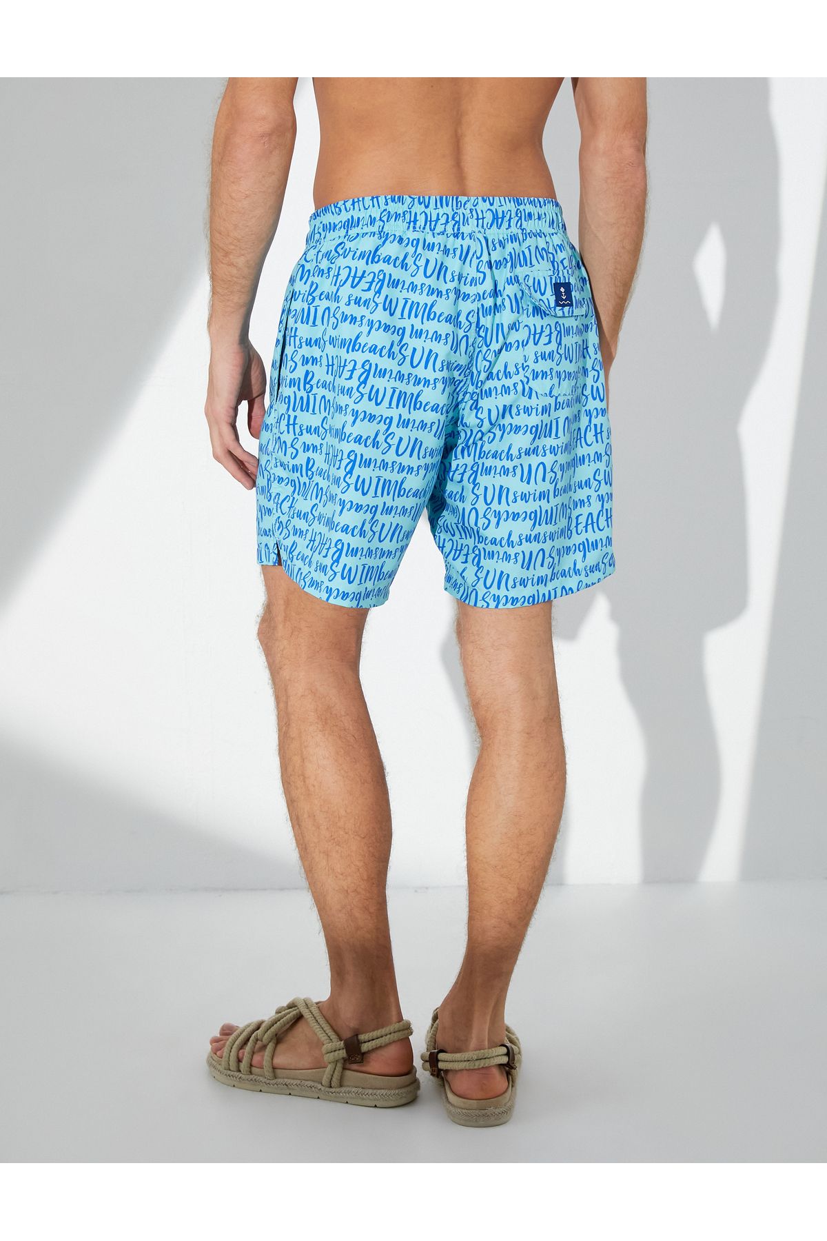 Koton-Swim shorts with text print, lacing at the waist and pockets 6