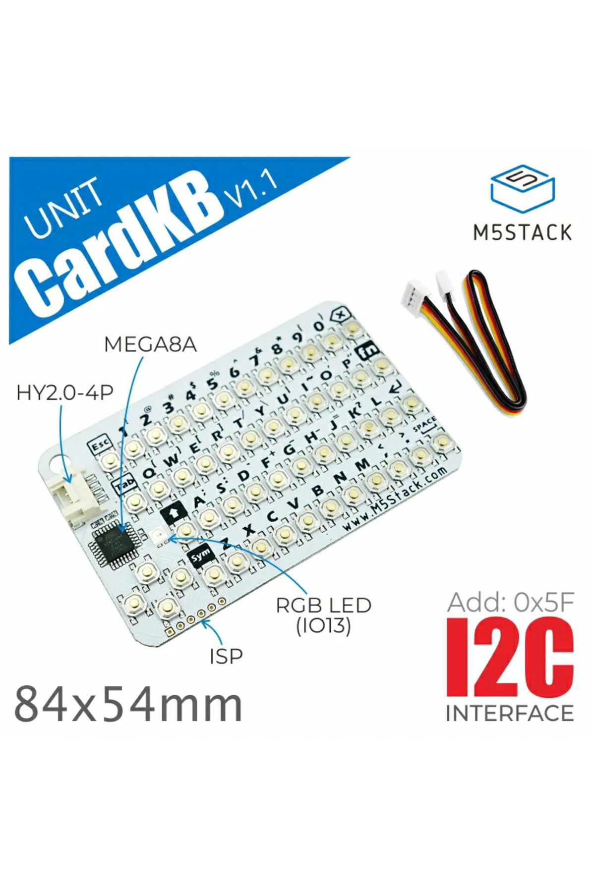 FMchip-M5Stack CardKB v1.1  50 Key QWERTY Keyboard Development I2C Port Kit Keyboard Peripherals for M5S... 3