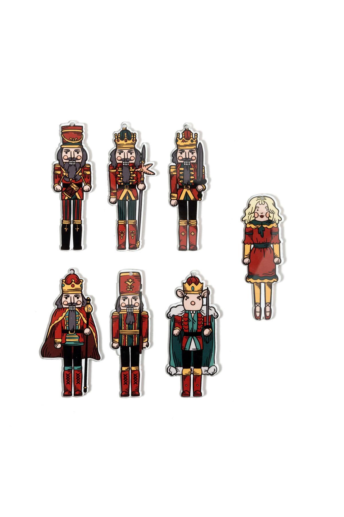 Anadolia-7 Pieces Bullet Soldier-Nutcracker Patterned Plexi Tree Ornament 1