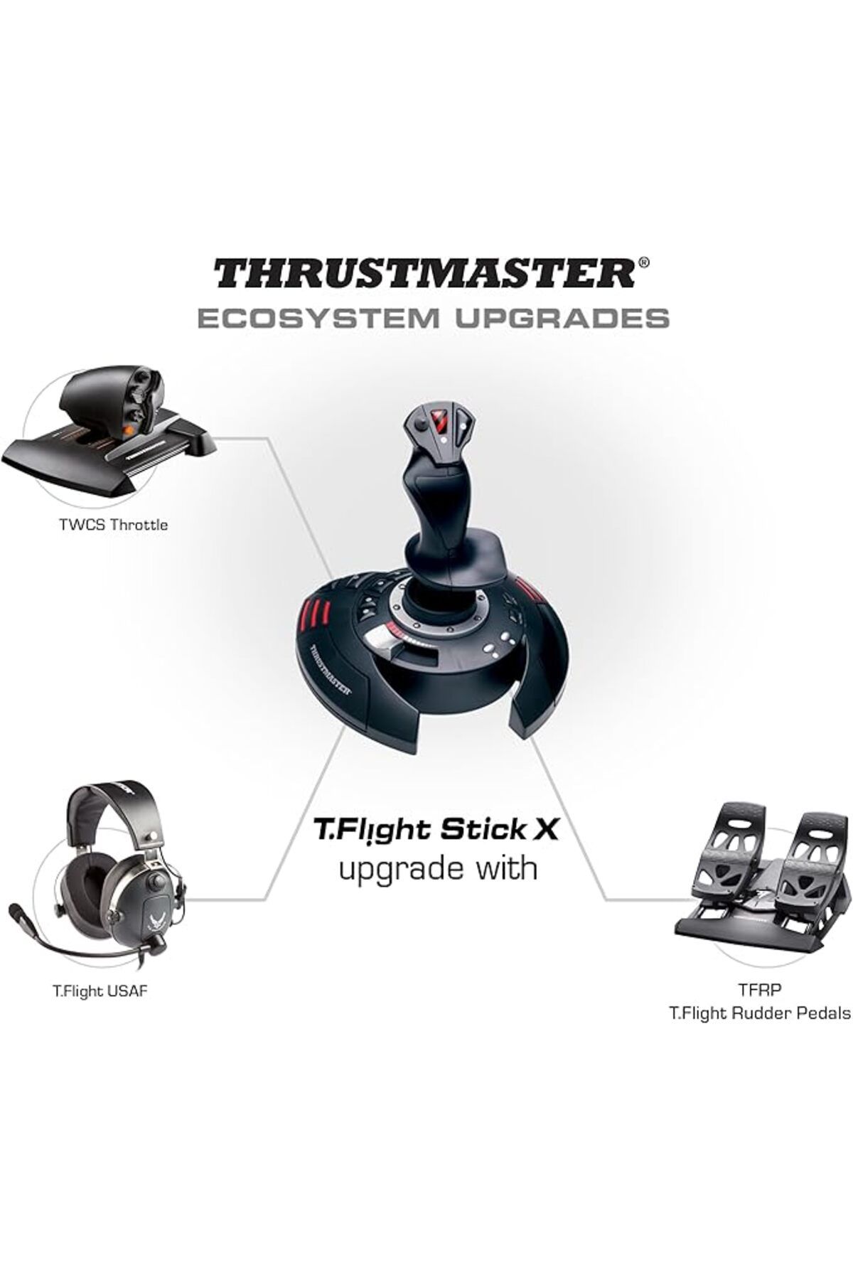 Thrustmaster-T.Flight Stick X: Joystick w/ Rudder, Reprogrammable Buttons, Throttle, PC/USB Compatible 6