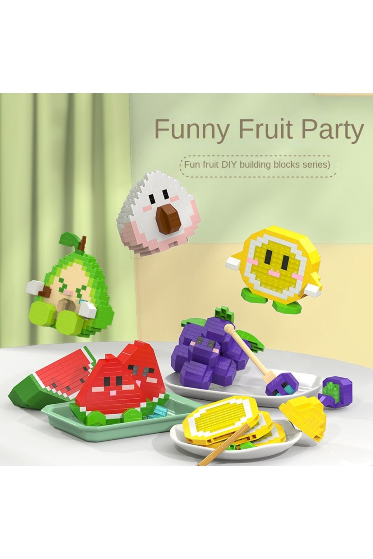 CONUSEA-Building Blocks Fruit Banana Bricks Kawaii Watermelon DIY Assembled Puzzle Cute Table Decor Child... 3