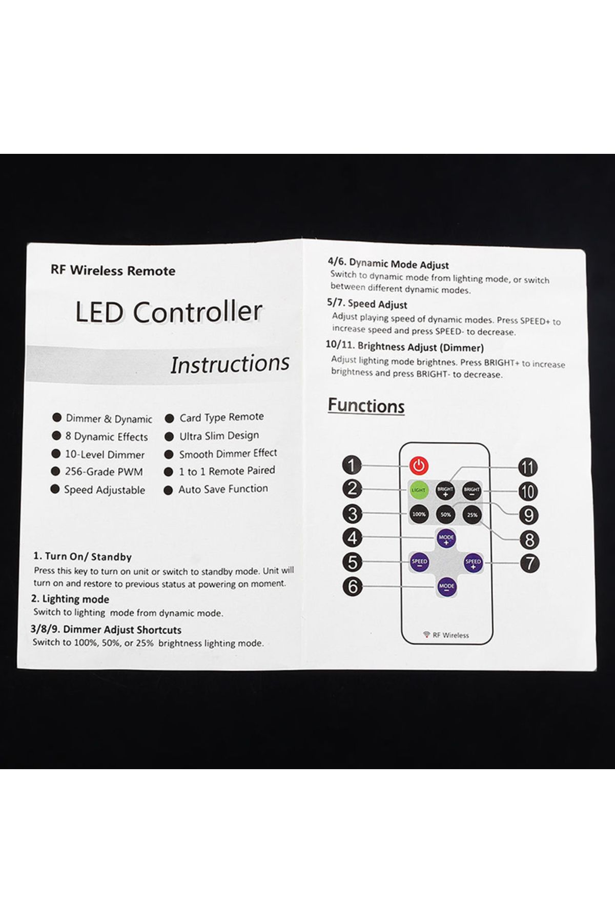 HUXUAN-12V RF Wireless Remote Switch Controller Dimmer for Mini LED Strip Light New 7