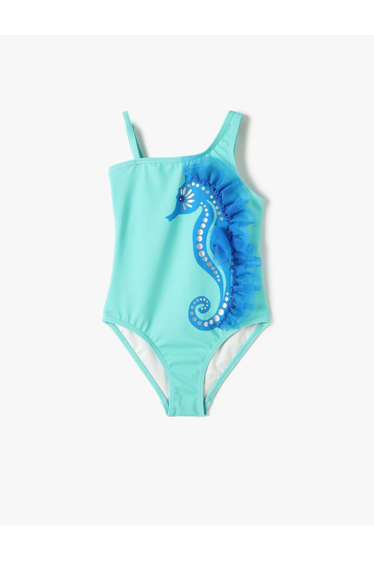 Koton-Sea Horse Printed One Shoulder Swimsuit - With Strap Detail 1