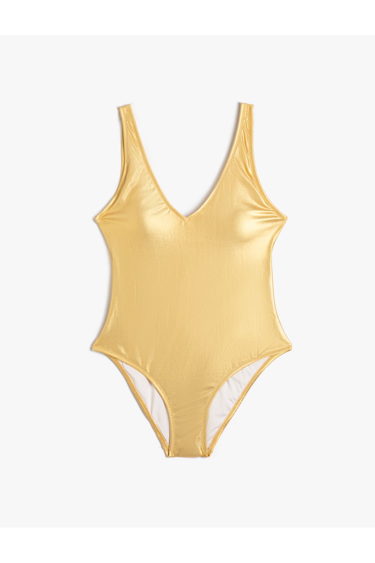 Koton-Metallic Swimsuit V-Neck Thick Straps 6