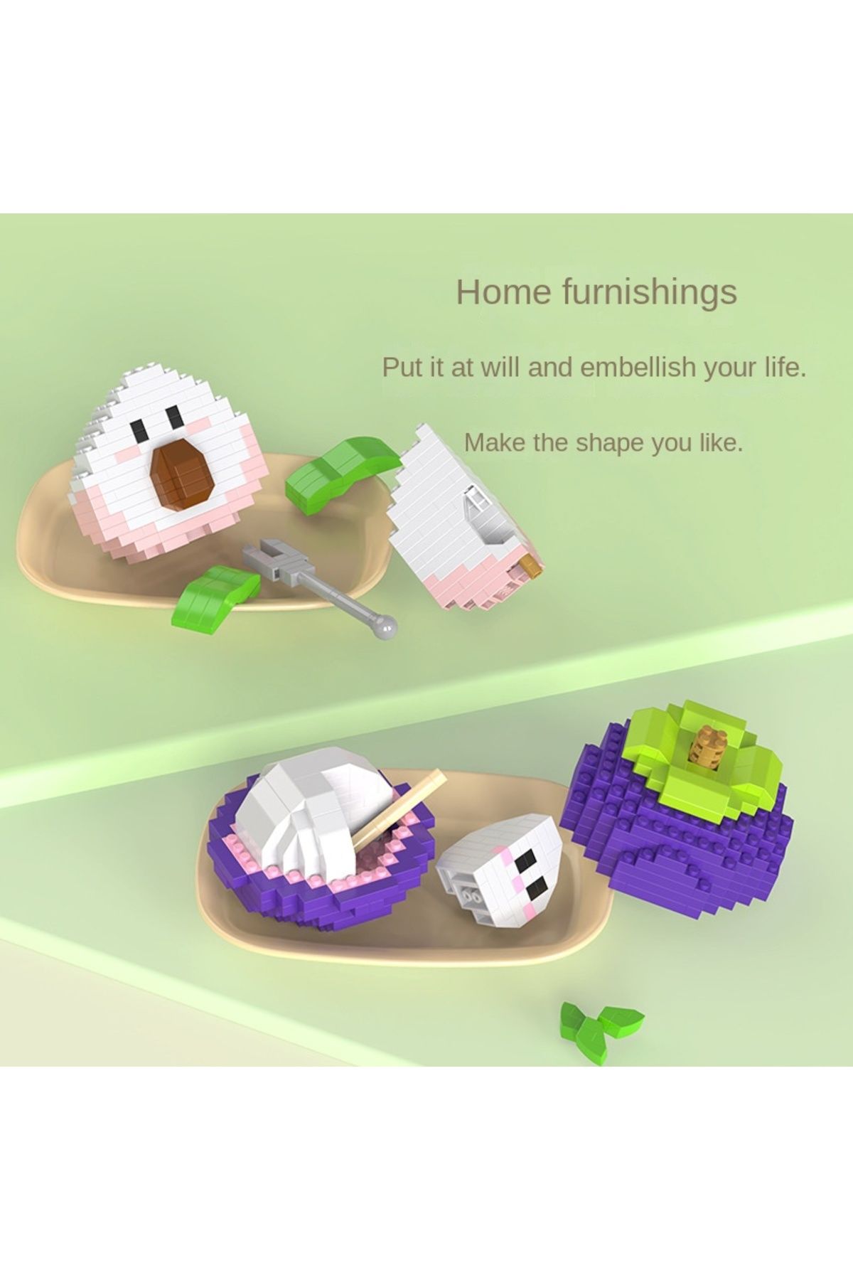 CONUSEA-Building Blocks Fruit Banana Bricks Kawaii Watermelon DIY Assembled Puzzle Cute Table Decor Child... 6